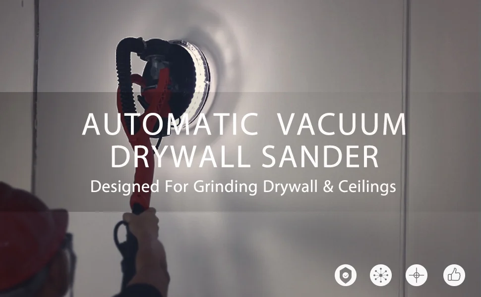 POWER PRO 1850 Electric Drywall Sander - Variable Speed 1000-1850rpm, 750 Watts, with Automatic Vacuum System, LED Light, and Hard Tool Case