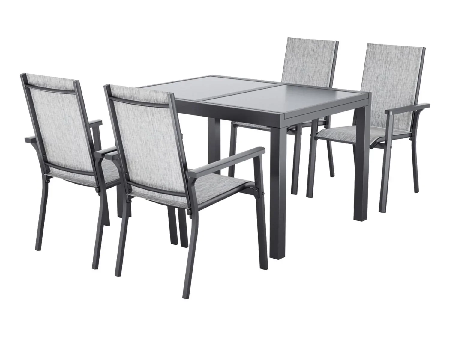 LIVARNO Table de jardin + Lot de 4 fauteuils en aluminium Houston