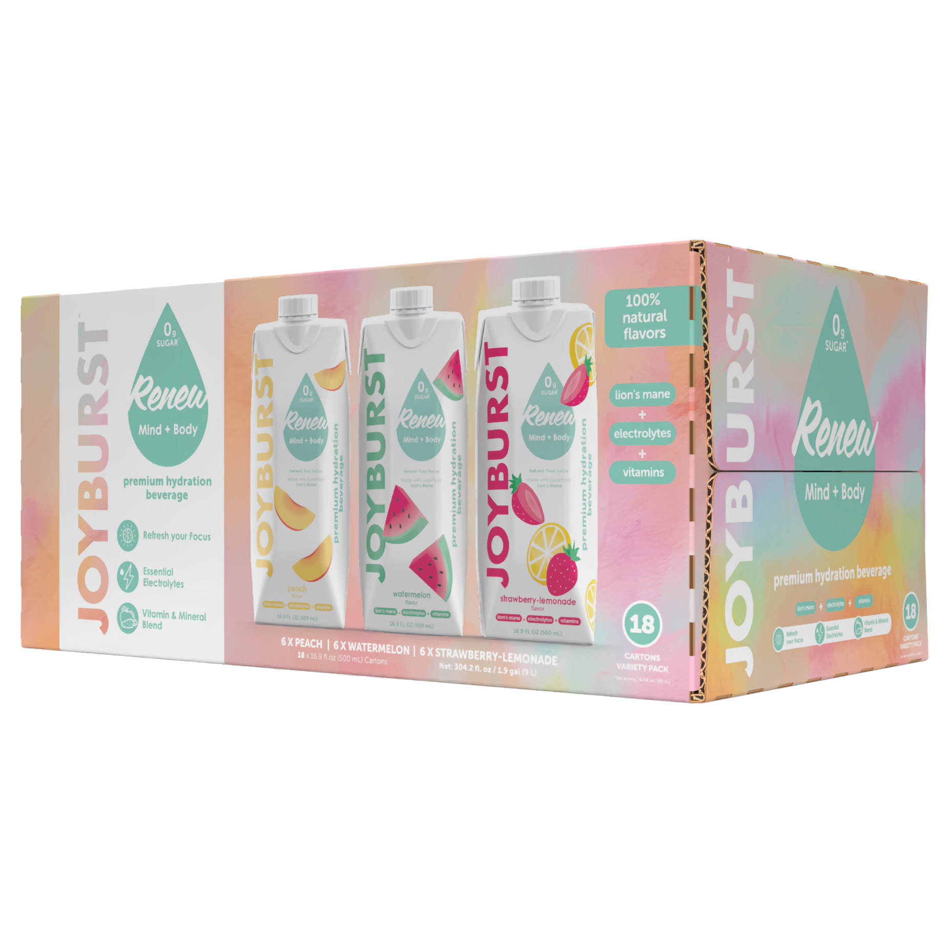 Joyburst Hydration Drink, Variety Pack, 16.9 Fl Oz, 18 - Count