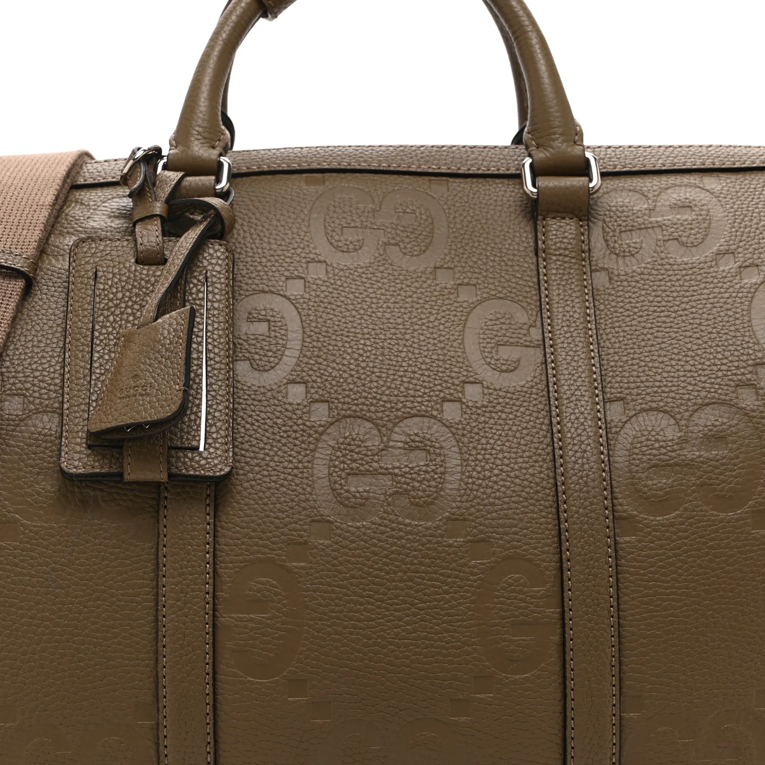 Piuma Calfskin Jumbo GG Embossed Large Duffle Bag Good Taupe