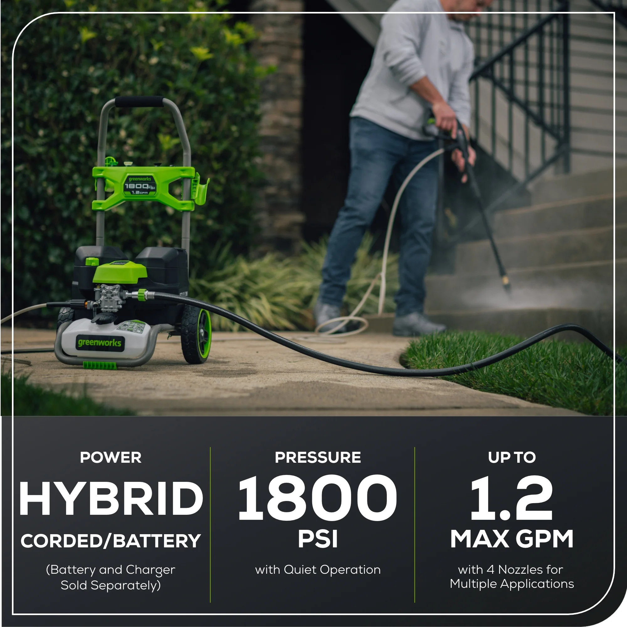 Hybrid 60V 1800 PSI at 1.2 GPM Electric Cold Water Pressure Washer 5109402T - Image 7