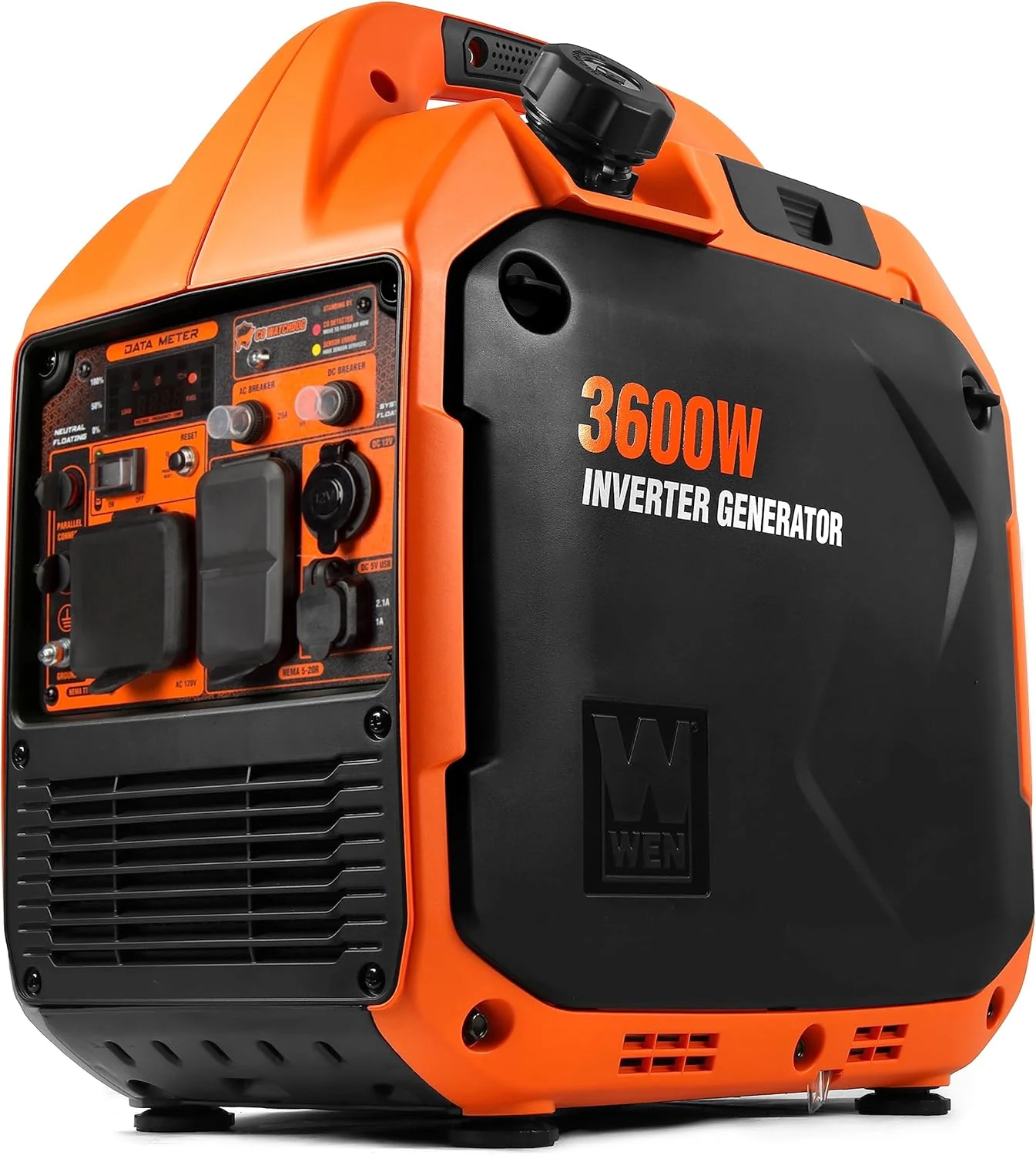 Générateur onduleur portable WEN silencieux et léger de 3600 watts à double carburant, compatible avec les véhicules récréatifs