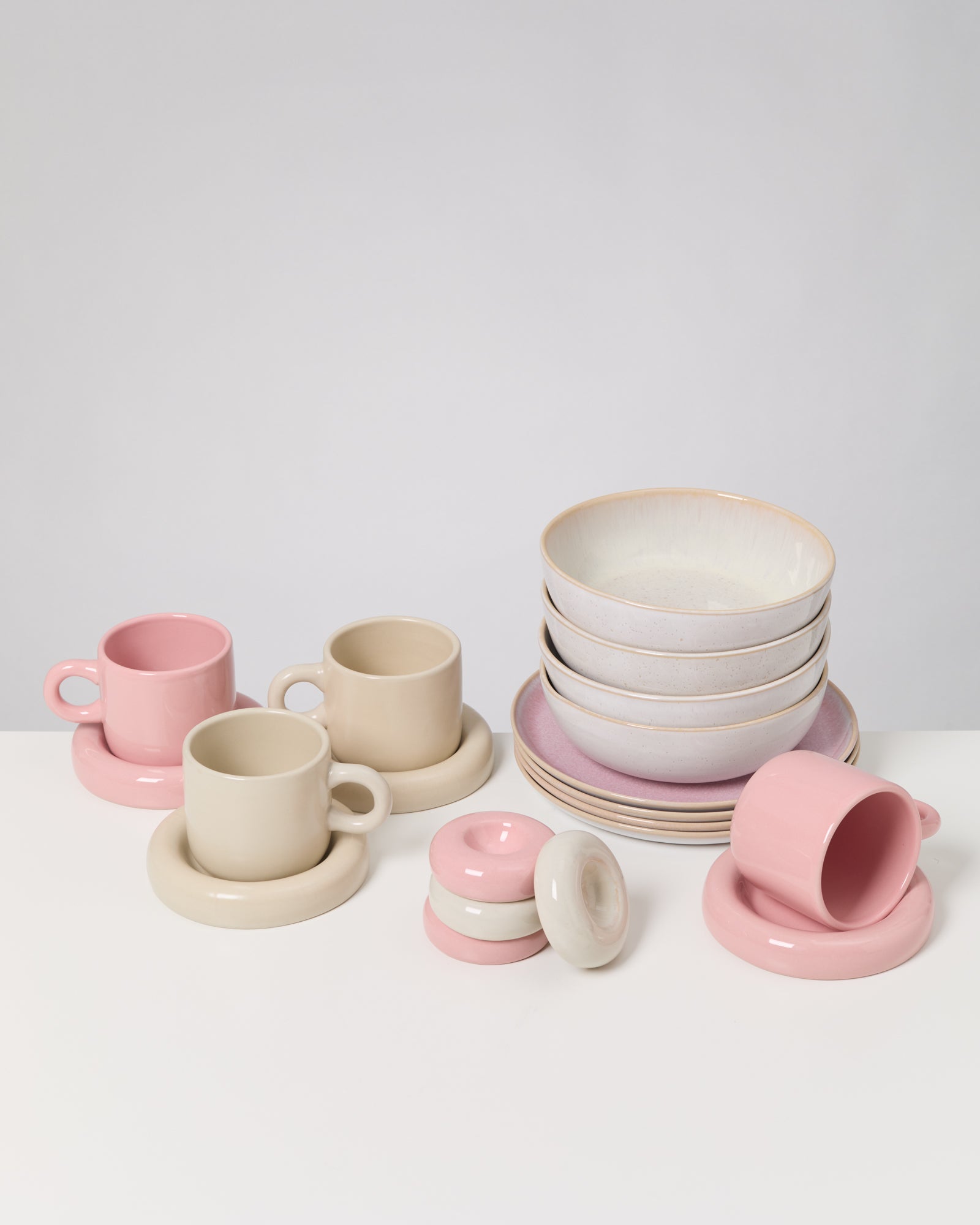 TABLEWARE SET MORNING BLUSH PINK SAND 16 PIECES