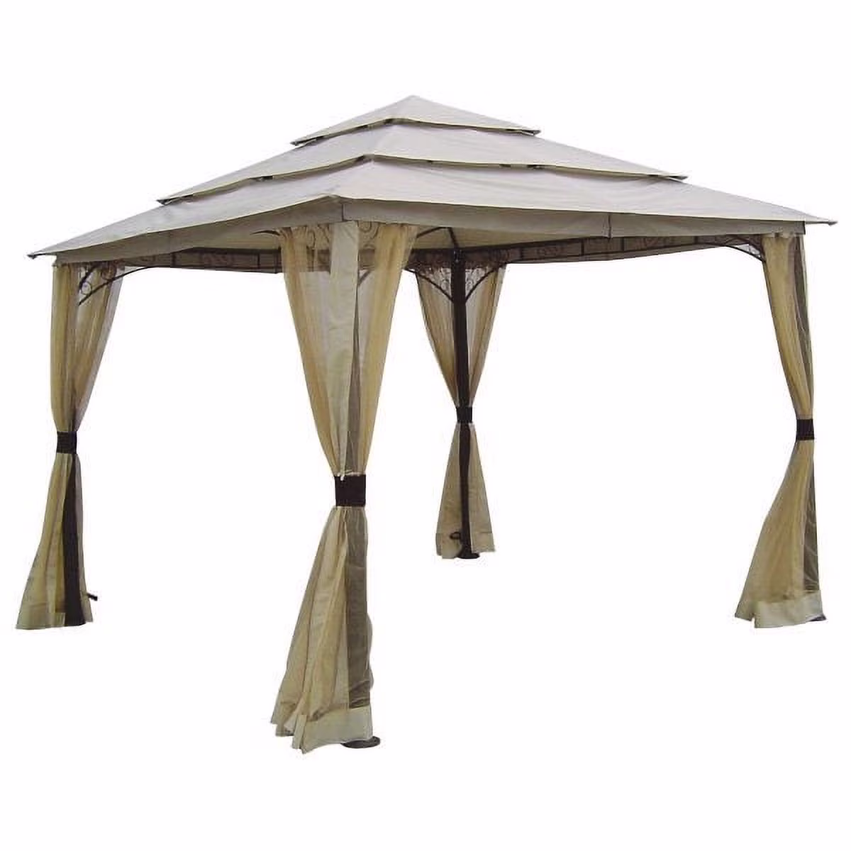 Garden Winds Replacement Canopy Top and Side Mosquito Netting Set for La Quinta Triple Tier Gazebo, Riplock 350