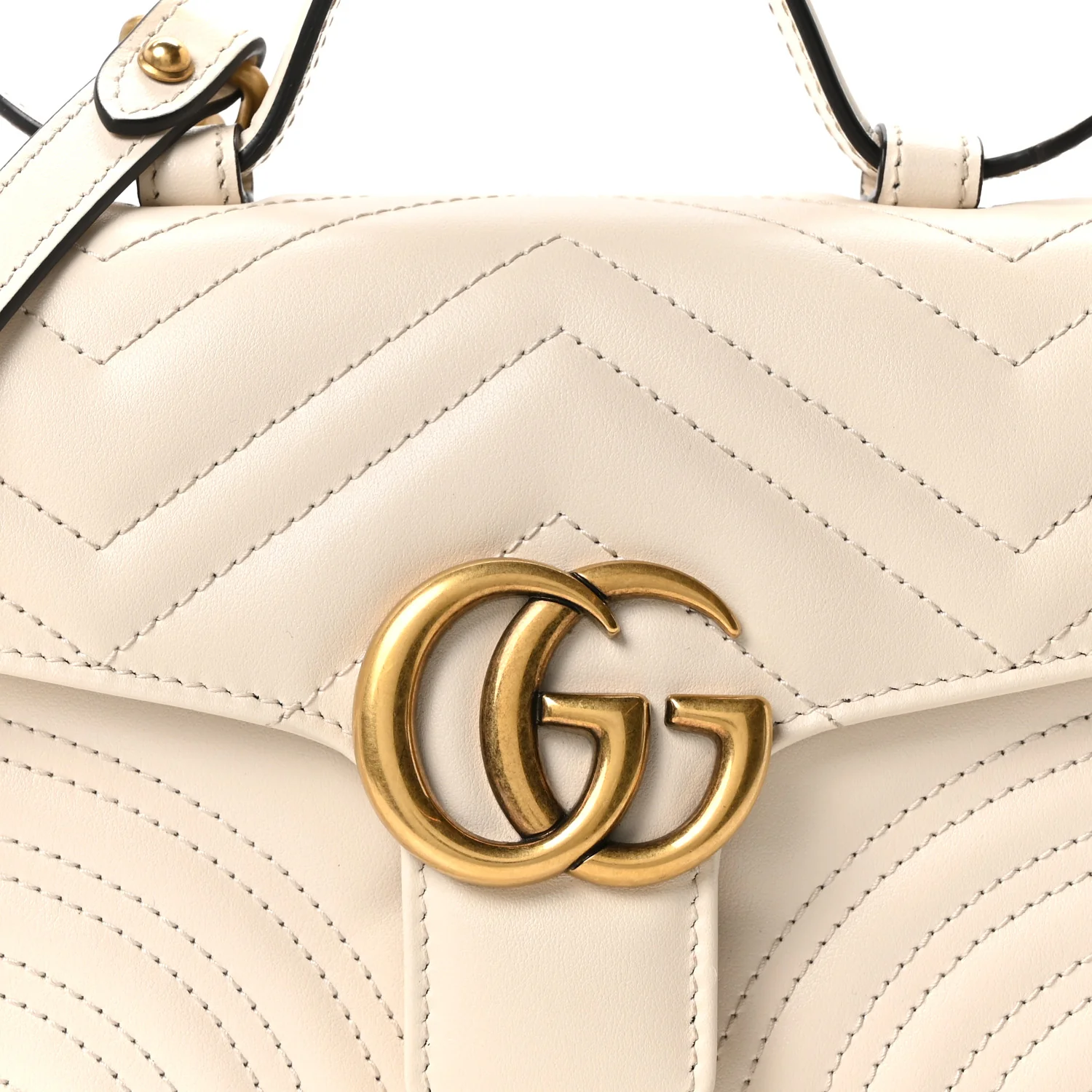 Calfskin Matelasse Mini GG Marmont Top Handle Shoulder Bag White