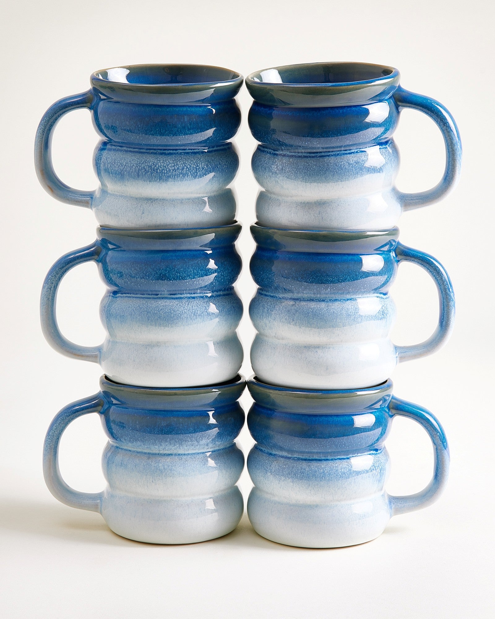 OMBRA - LARGE MUG BUBBLE DARK BLUE LIGHT BLUE SET OF 6