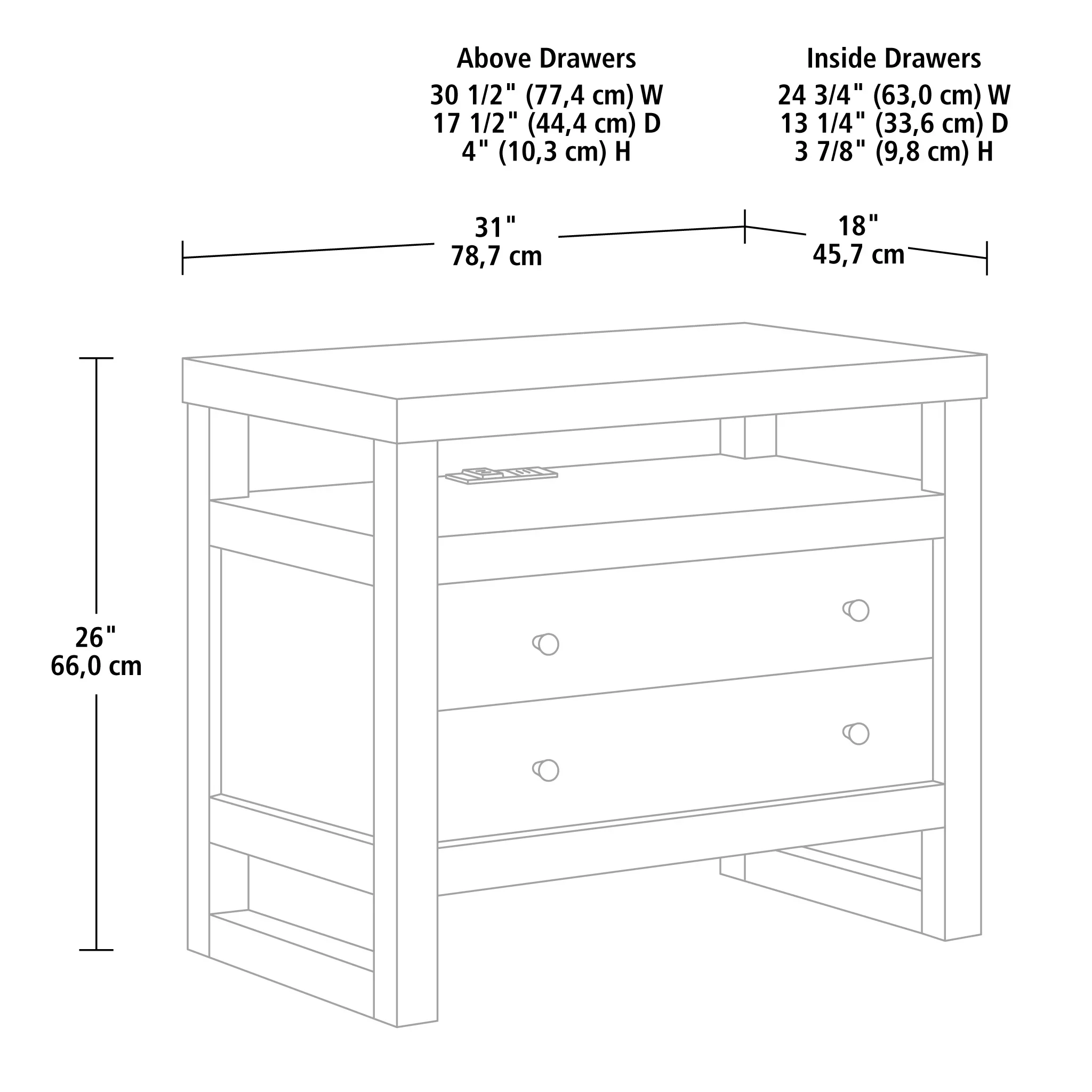 Better Homes & Gardens Ezra 2-Drawer Nightstand, Rich Black Finish