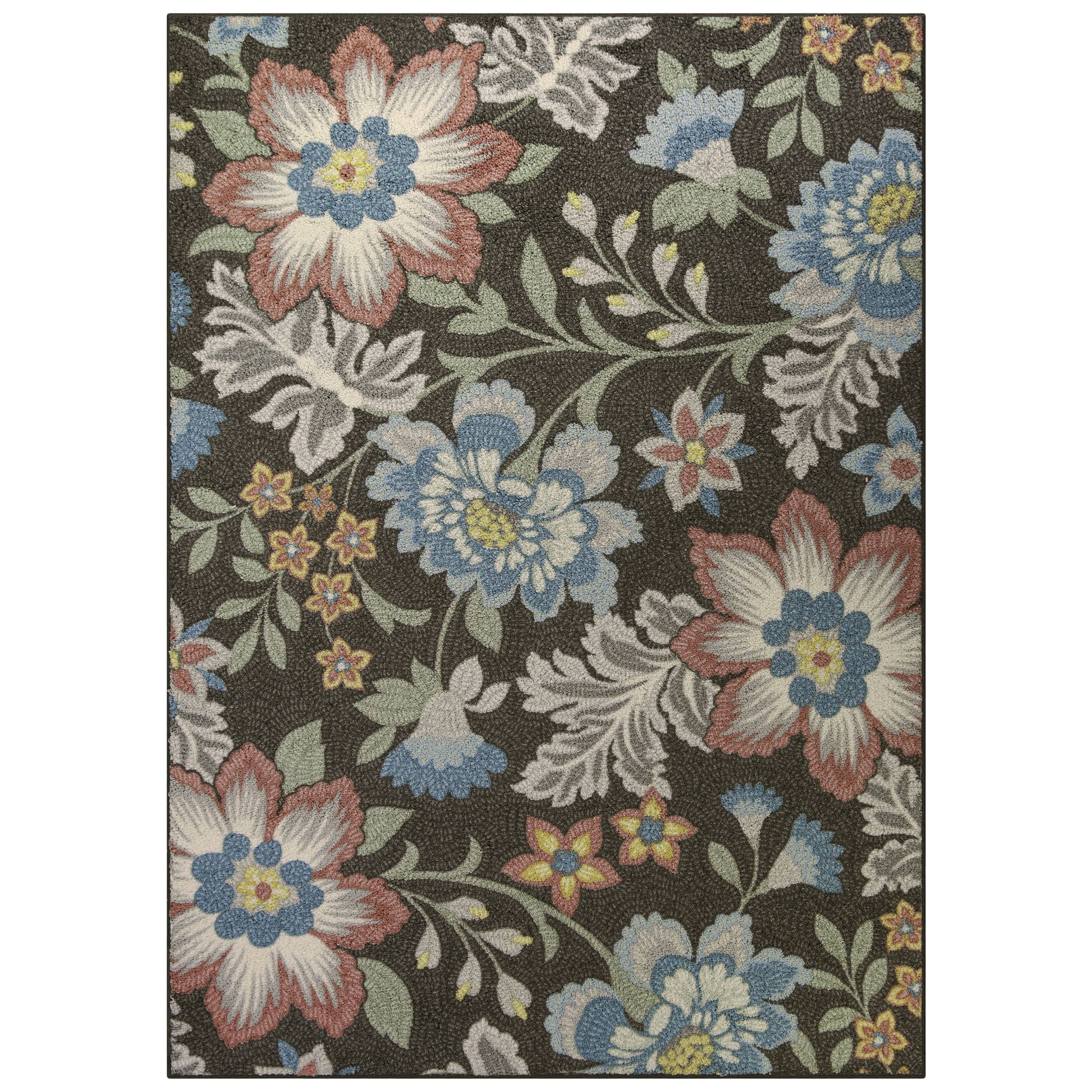 Mainstays Farmhouse Oversized Floral Gray Multi Indoor Area Rug, 5' x 7'