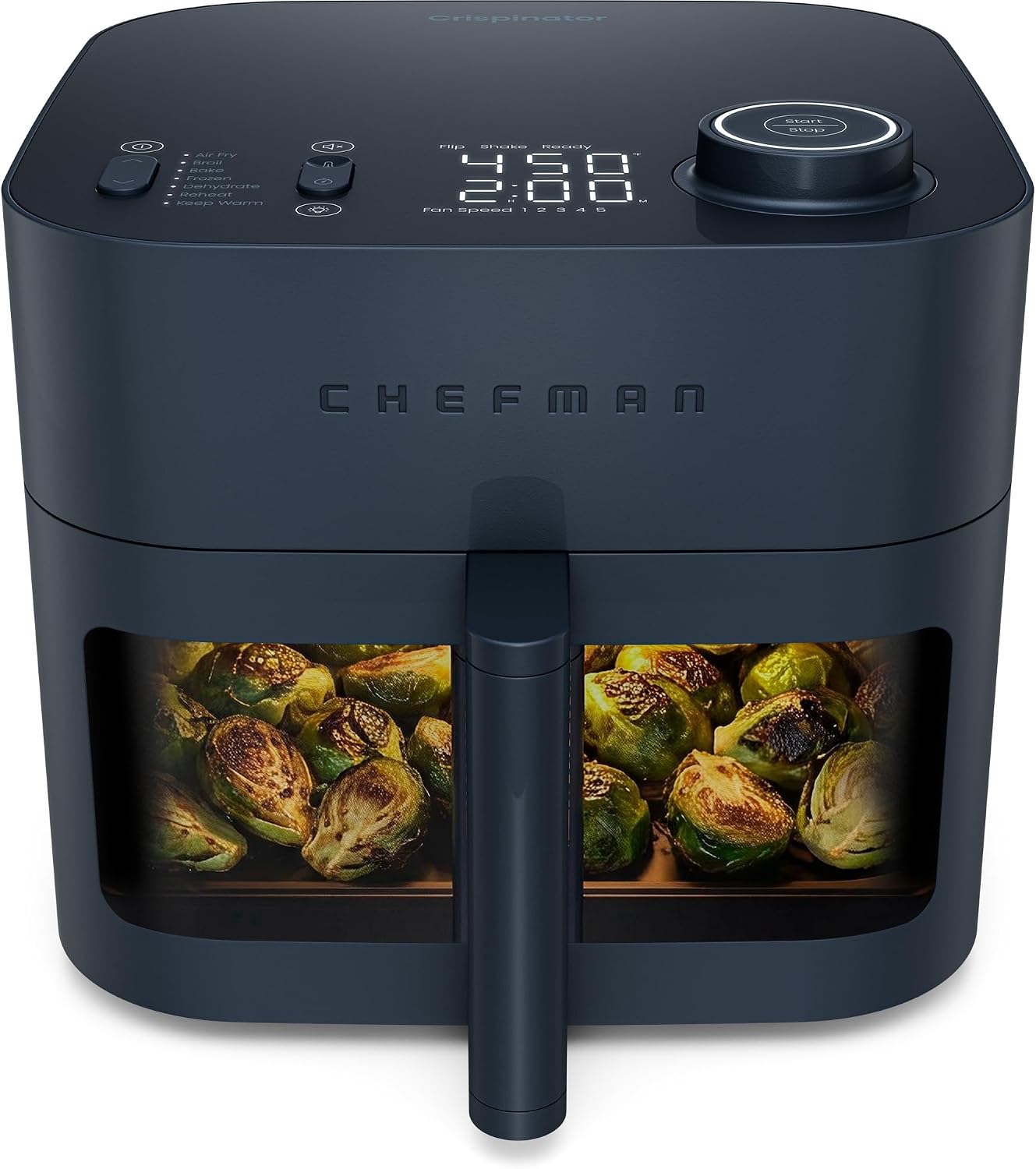 Chefman Crispinator Air Fryer 7-in-1 with 8 Qt Capacity, 450°F Max Temp & TurboFry Pro Technology for Fast, Even Results, Bake, Broil, Dehydrate, Viewing Window, Nonstick Ceramic-Coated Basket