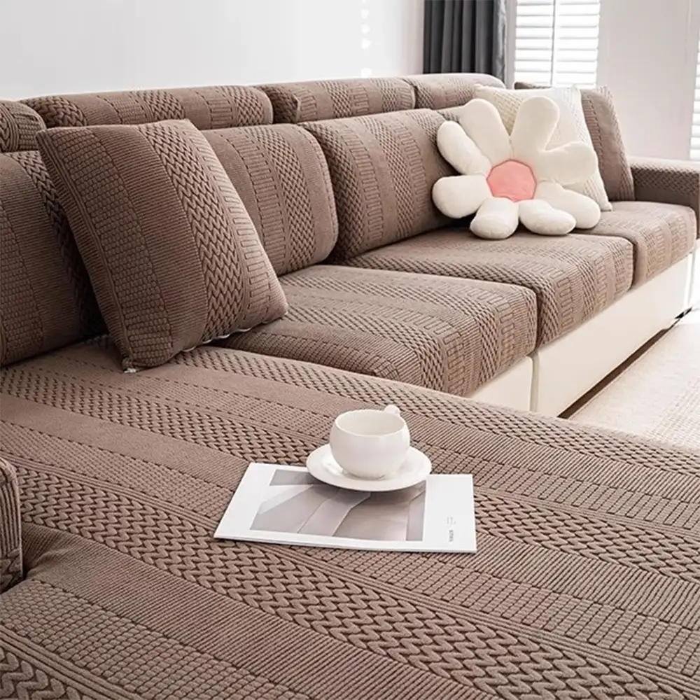 Polar Fleece Soft Antistatic Protection Sofa Stretch Full Wrap Sectional Couch Cover
