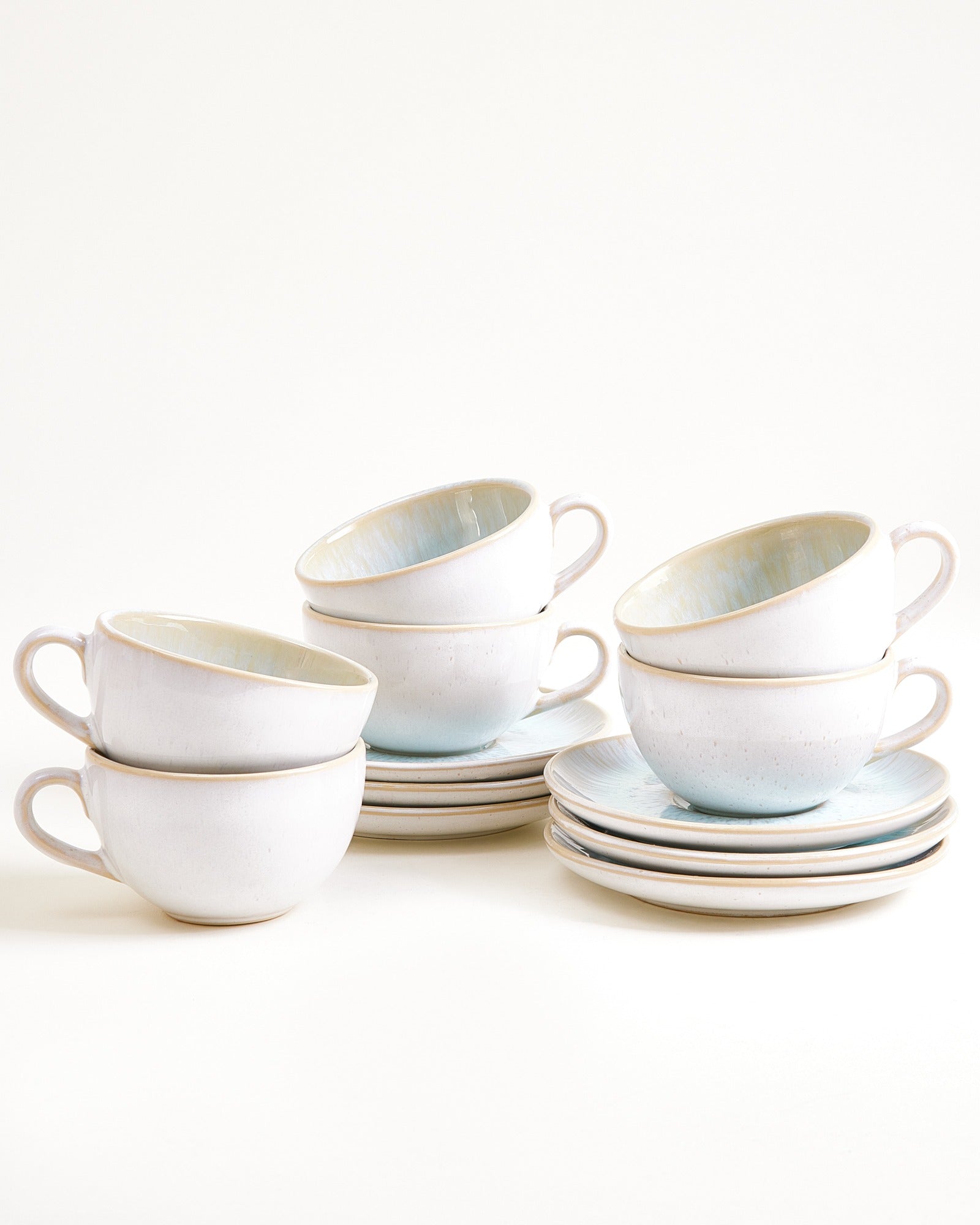AREIA - SMALL CAPPUCCINO CUP & SAUCER CLASSIC AZURE SET OF 6