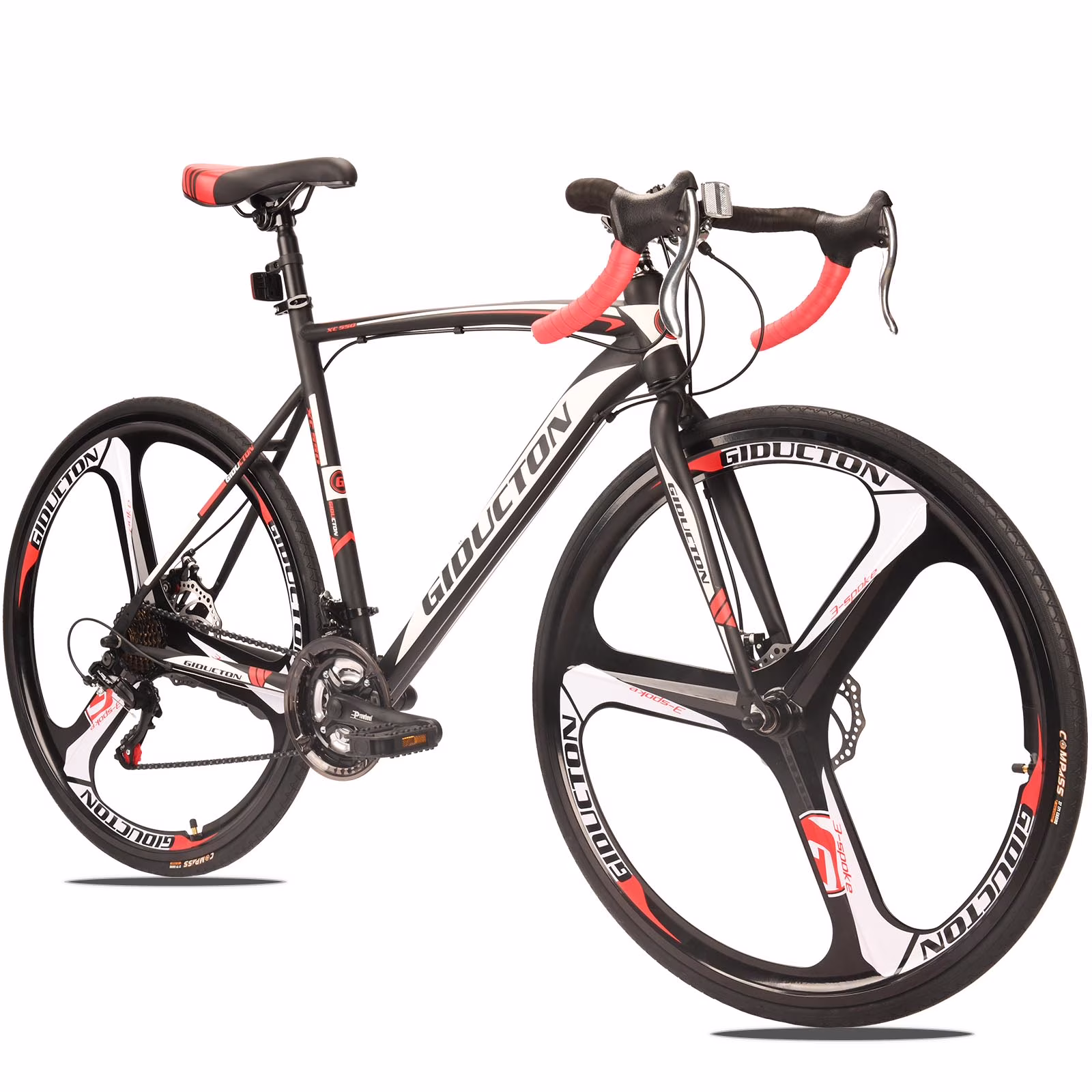 XC550 Road Bike 21 Speed 700C wheels Racing Bike for Men 54Cm Adult Commuter Bicycle 3 Spoke wheels Black(3 SPOKE wheels)