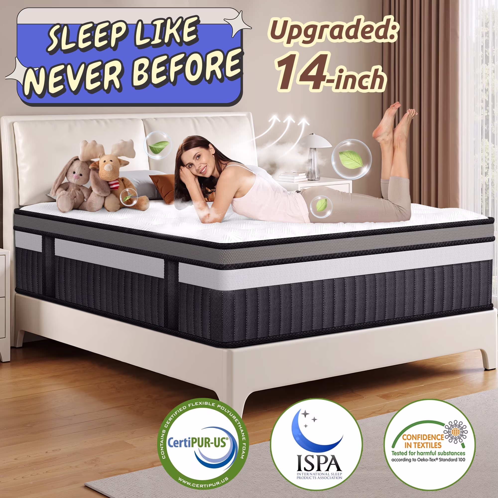 Queen Size Mattress in a Box, 14 Inch Gel Memory Foam Mattress for Cool Night Pressure Relief, Medium Plush Feel with Motion Isolating, Breathable Fabric(Queen) - Image 2