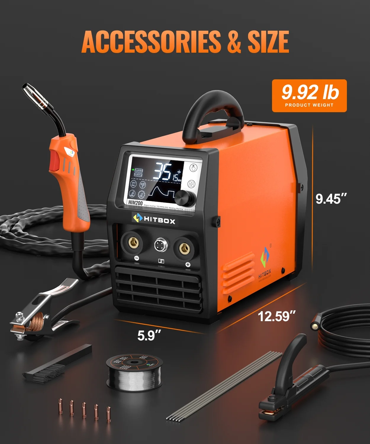 3 in 1 MIG Welder Machine, Synergetic 140A Flux Core Wire Feed Welder 110V/220V, MMA/ MIG/ Lift TIG, Portable Welding Machine - Image 8