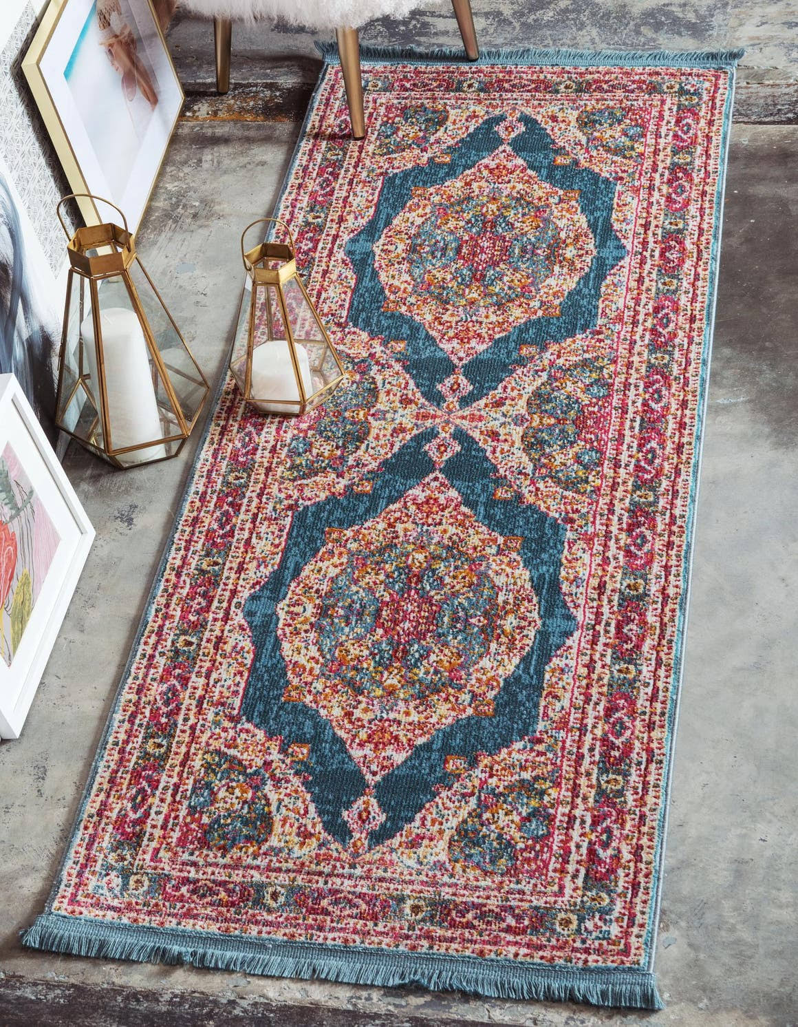 Unique Loom Baracoa Regla Rug Turquoise / Runner 2' 2 x 6'