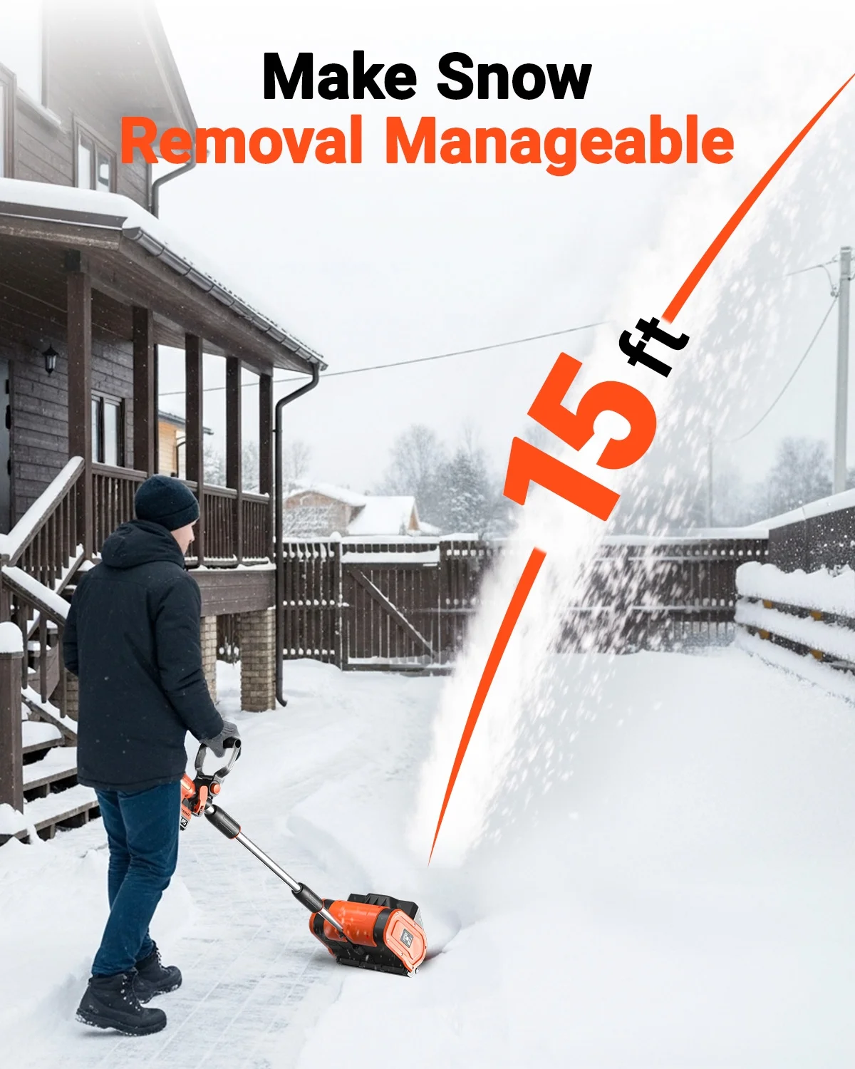 Cordless Snow Shovel 24V | 11-inch | 4-Ah Cordless Snow Blower, Battery Snow Blower with Adjustable Front Handle (4-Ah Battery Quick Charger Included)(24 V) - Image 2