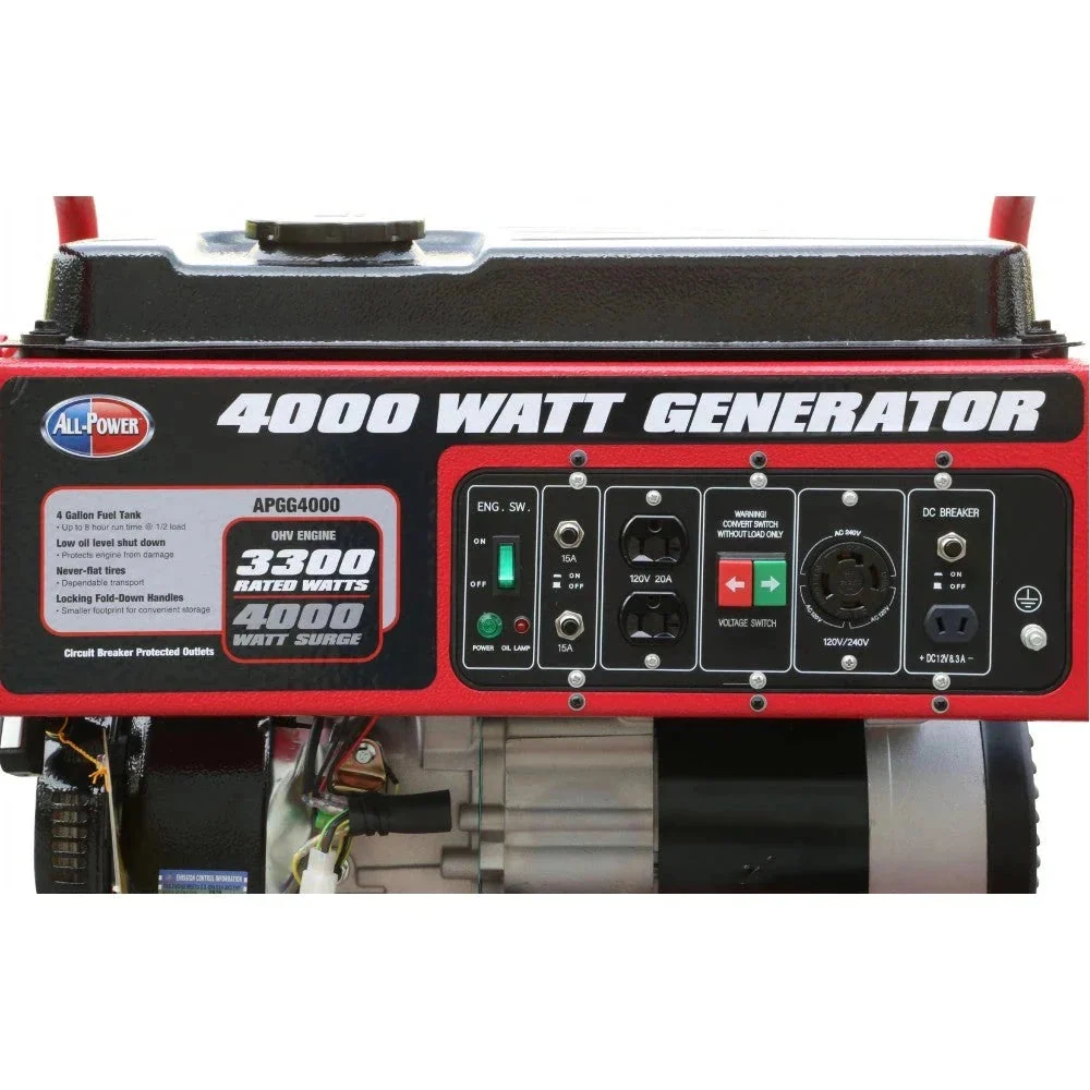 4000 Watt Generator , 4000W Portable Generator for Home Use Power Backup, RV Standby, Hurricane Damage Restoration Power Backup