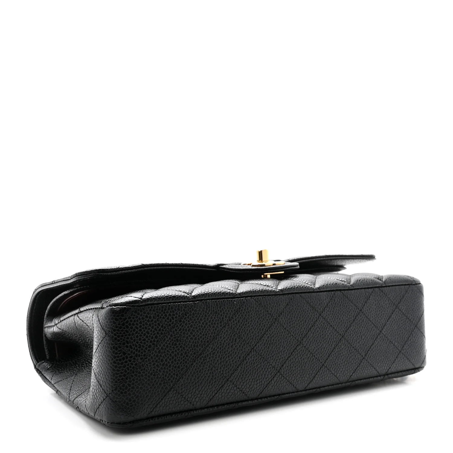 Caviar Quilted Medium Double Flap Black