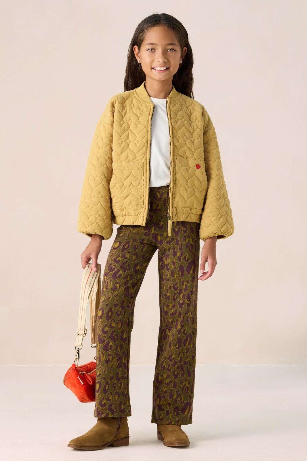 Donkergroene straight legging met leopard print