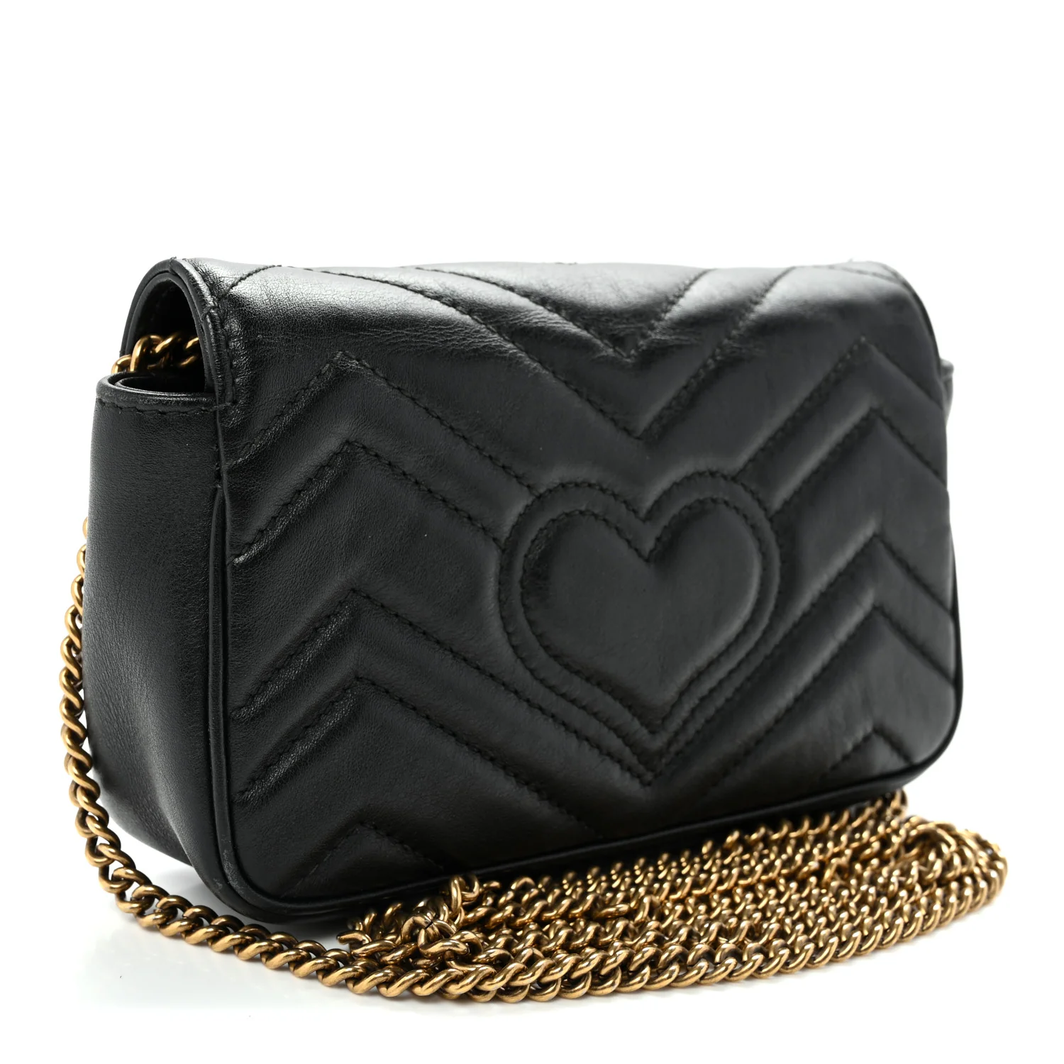 Calfskin Matelasse Super Mini GG Marmont Shoulder Bag Black