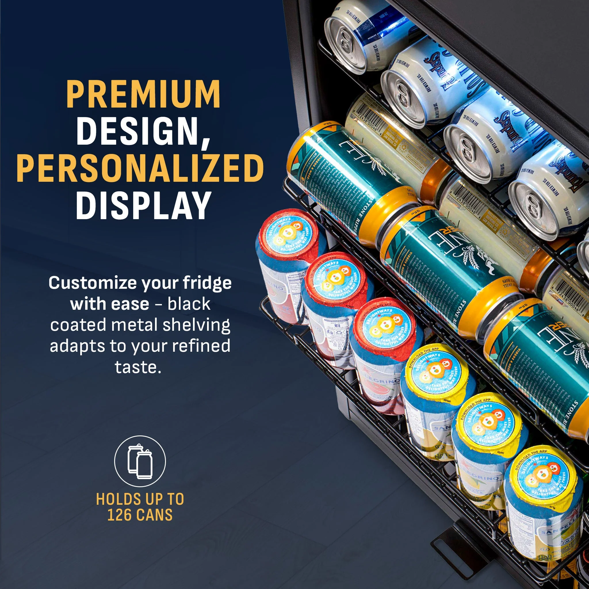 Newair 126-Can Freestanding Black Beverage Fridge - 18.8
