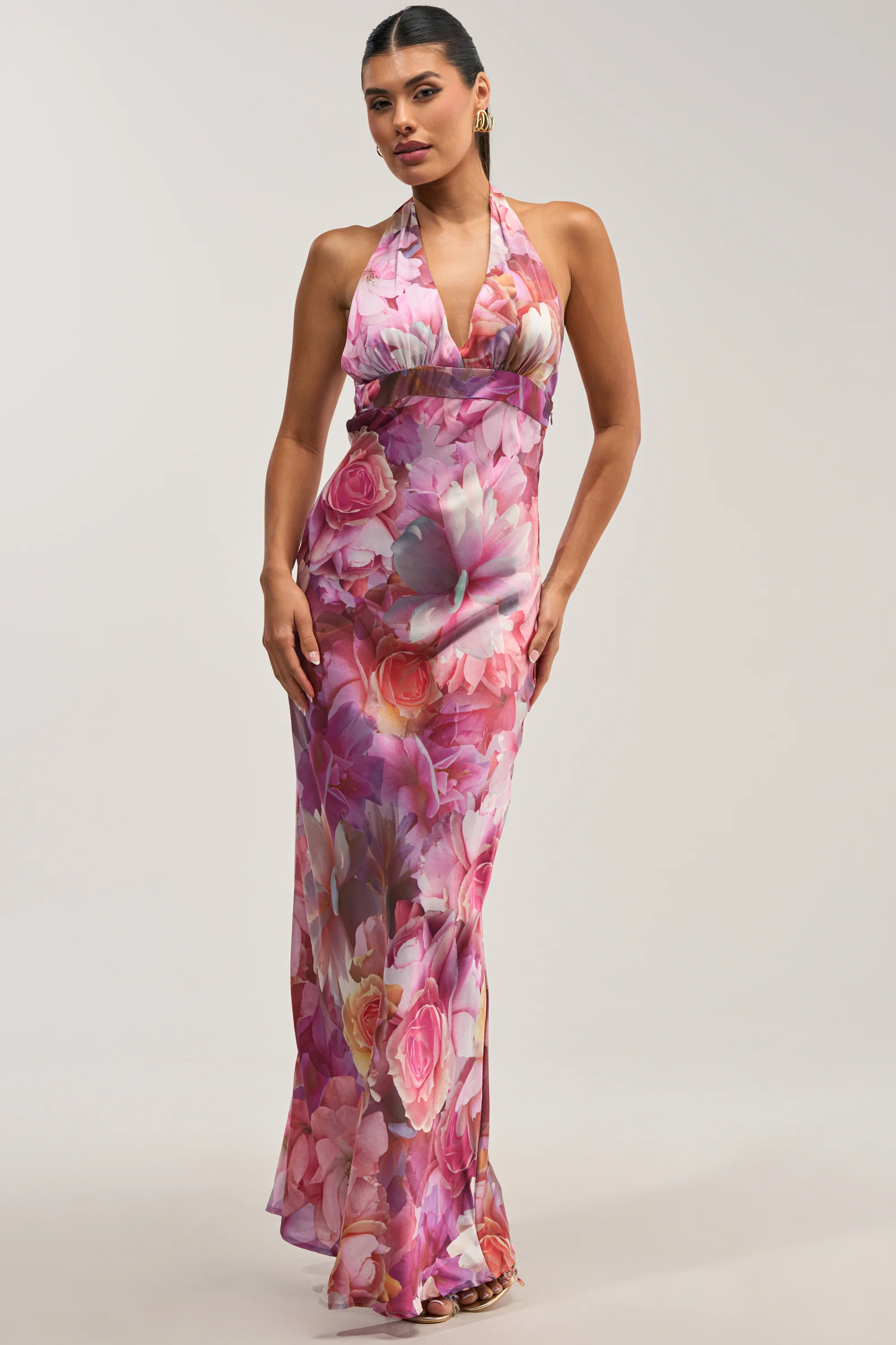 HOPELESS ROMANTIC FLORAL SATIN MAXI DRESS - Akira Store