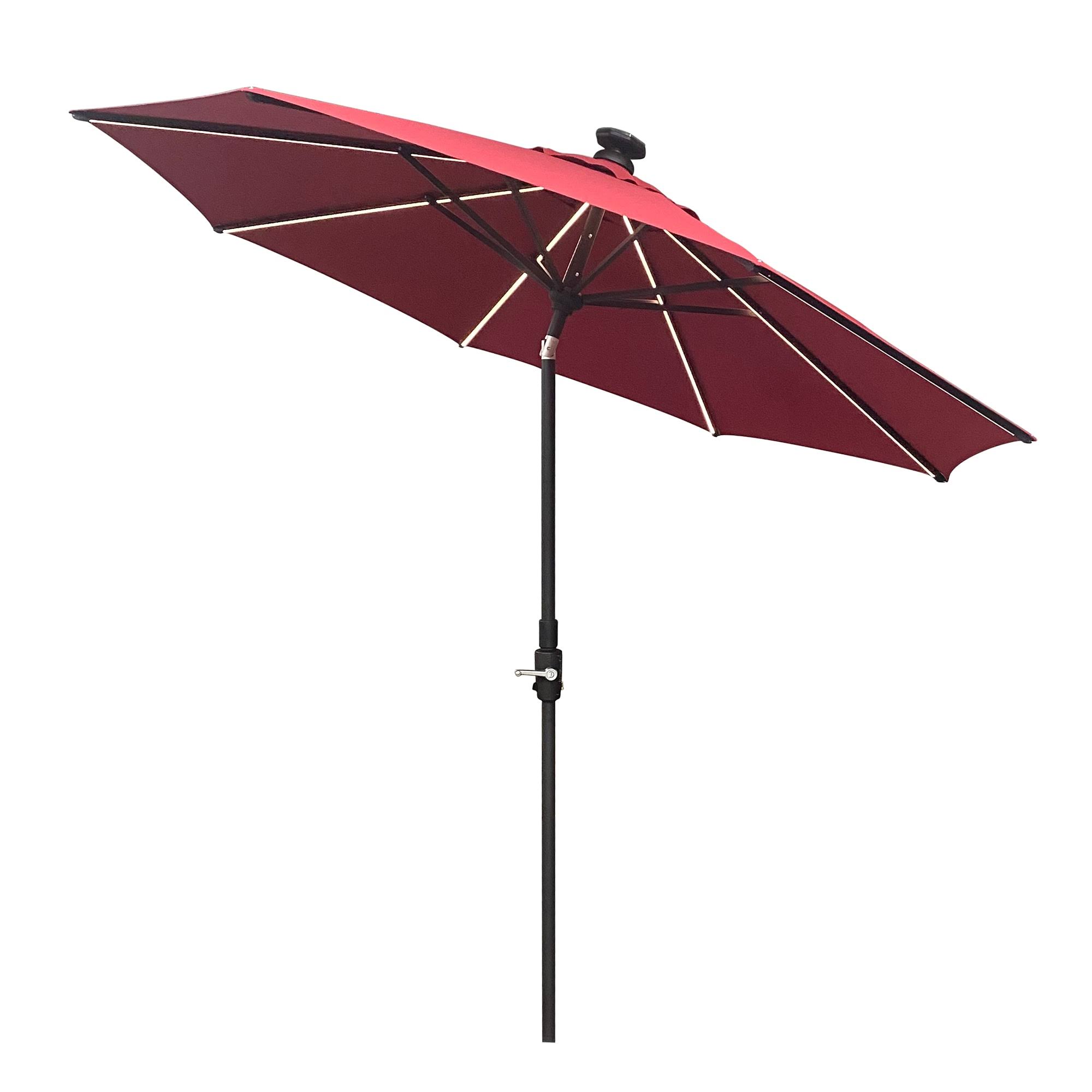 Allen + Roth 9-ft Red Solar Powered Slide-tilt Market Patio Umbrella