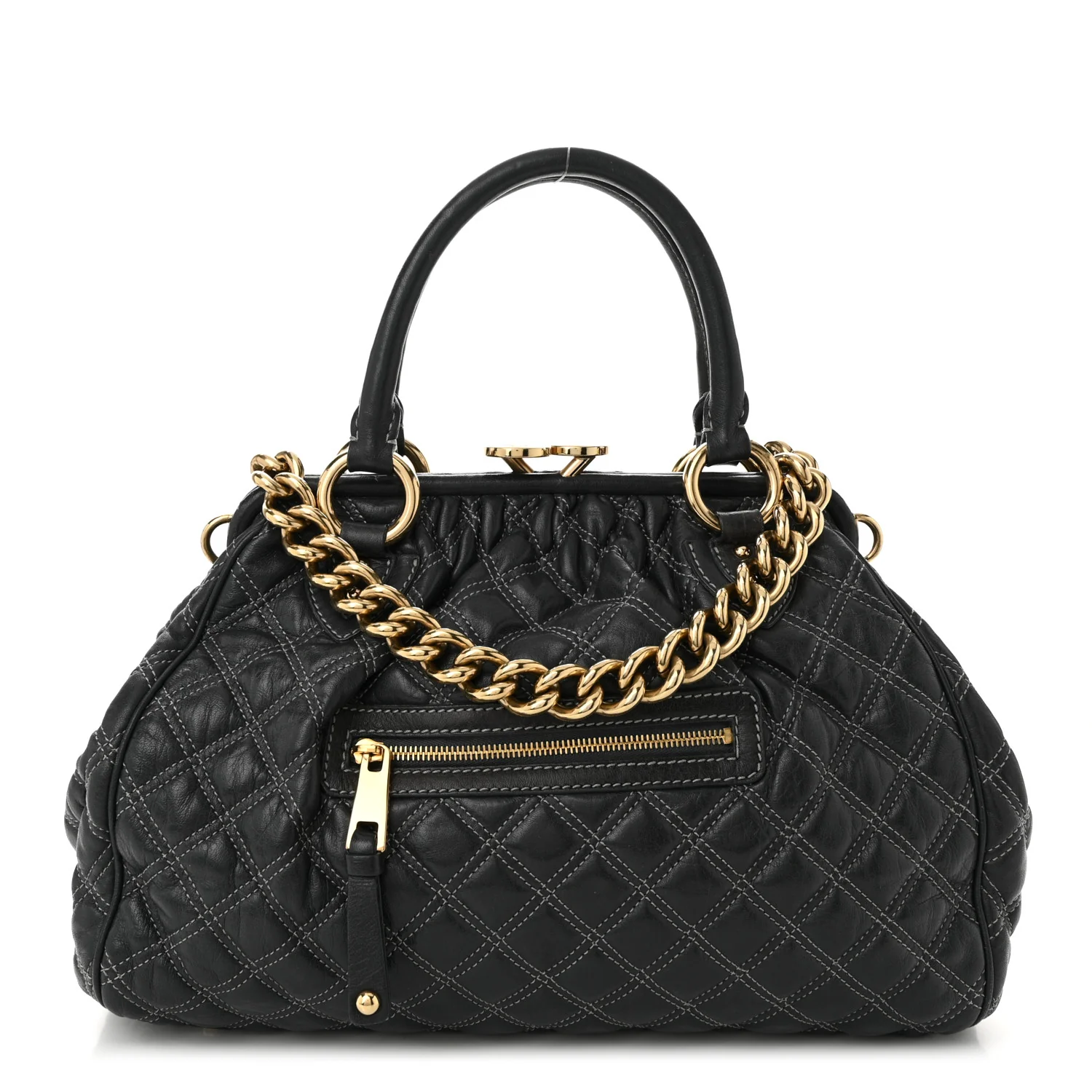 Calfskin Quilted Stam Dark Grey