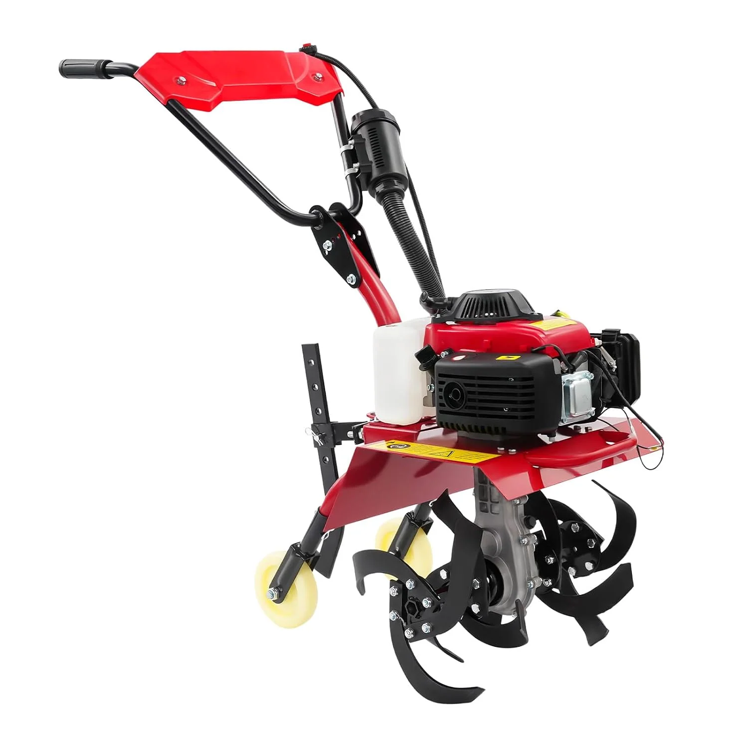 Gas Powered Tiller Cultivator 63cc 4-Stroke, with Wheels for Garden