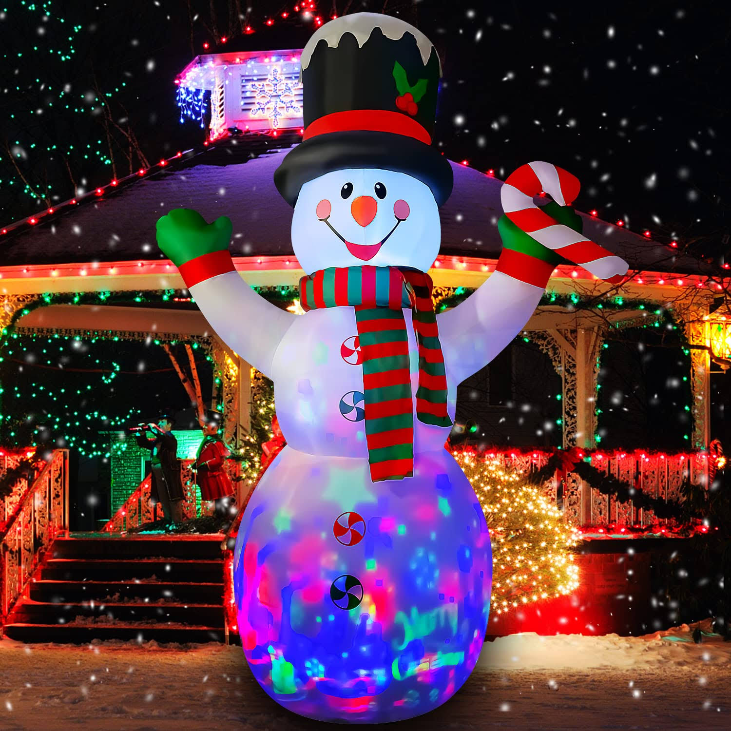 Inflatable Christmas Snowman Yard Decor: Seasonblow 10 ft Candy Design