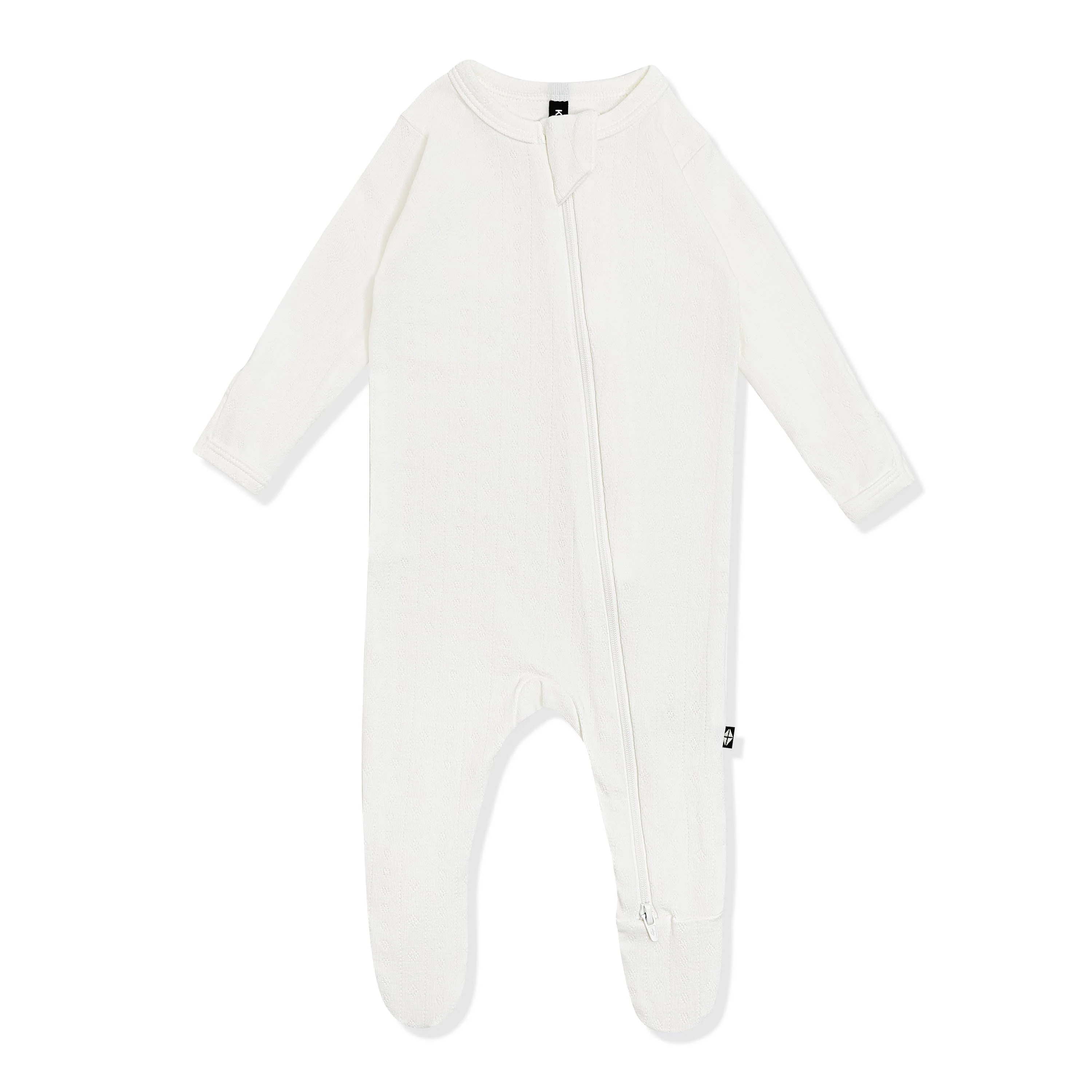 Pointelle Zippered Footie in Cloud