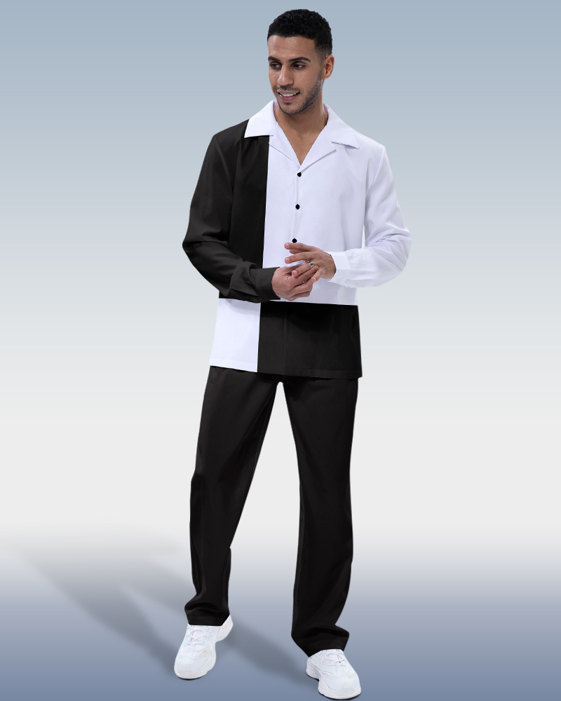 Costume de marche noir et blanc pour homme Suitmens, deux pièces, manches longues