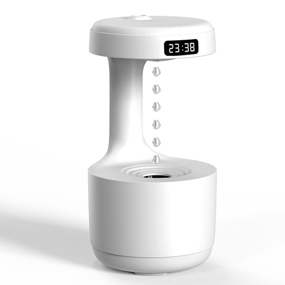 Anti-Gravity Droplet Humidifier with LED Smart Display Clock - USB Rechargeable