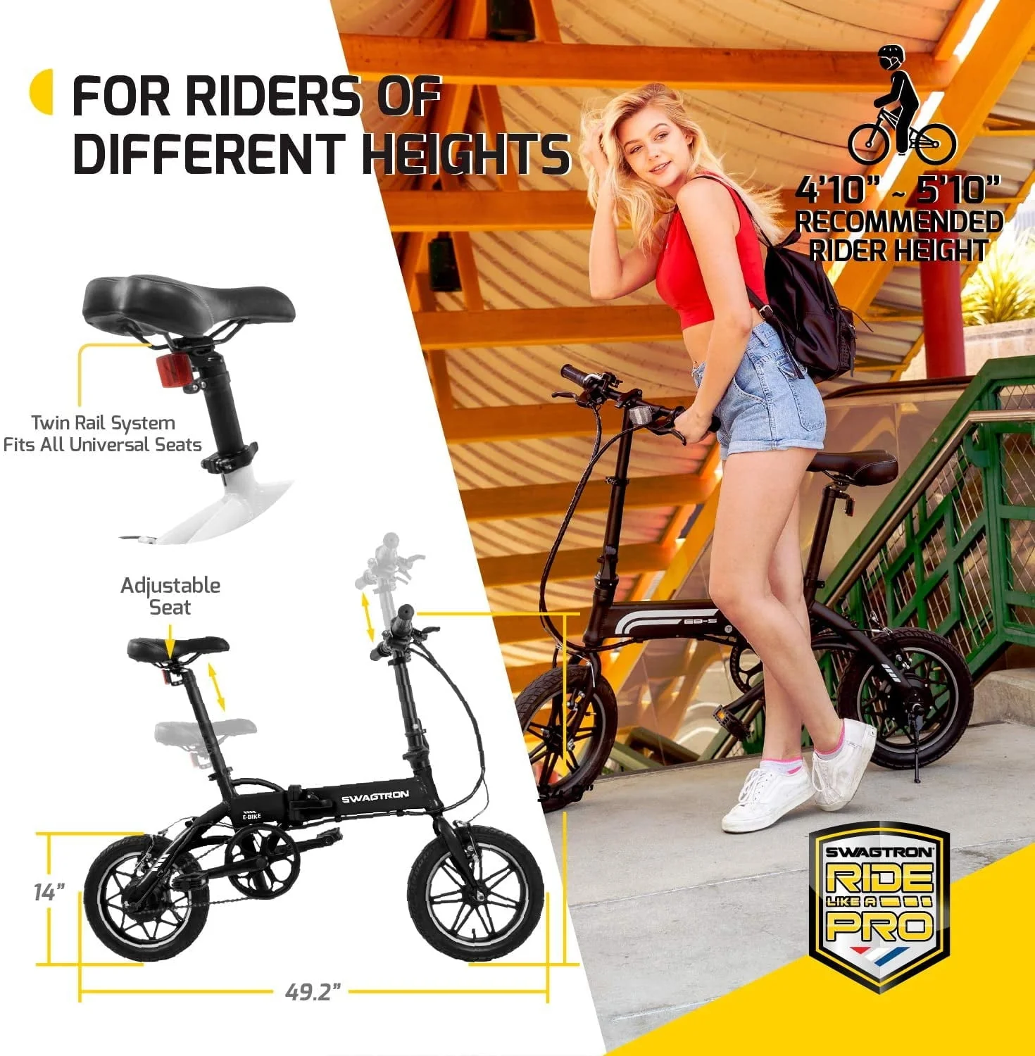 Swagcycle EB5 Pro Plus Lightweight Aluminum Folding Electric Bike with Pedals (Recertified) Image 5