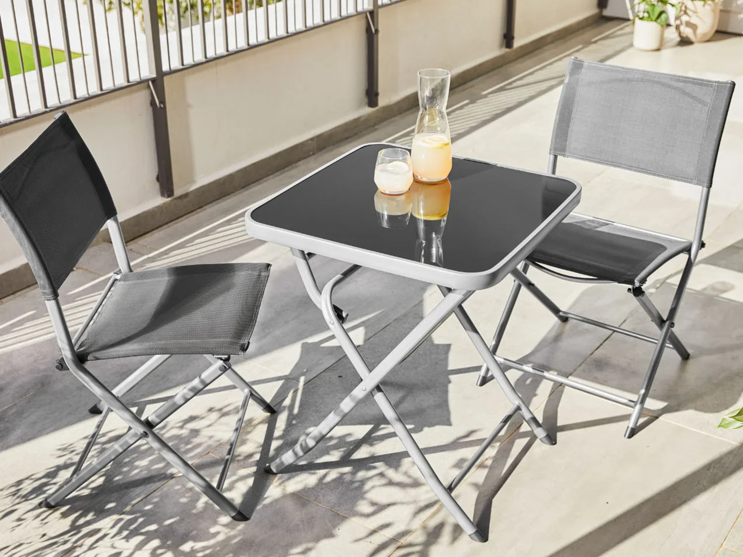 LIVARNO home Salon de balcon Houston, 3 pices, argent/gris