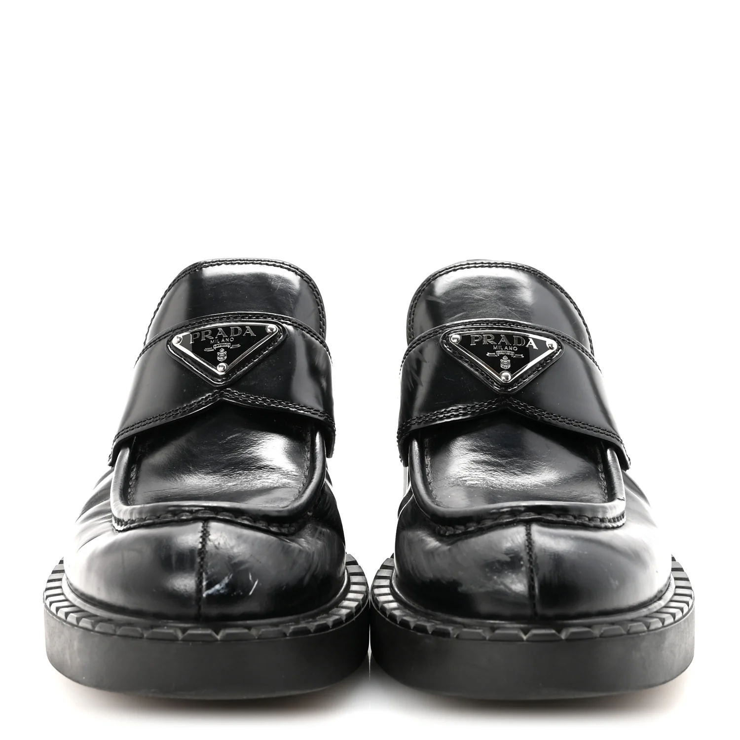 Spazzolato Metal Triangle Logo 50mm Loafers 40 Black