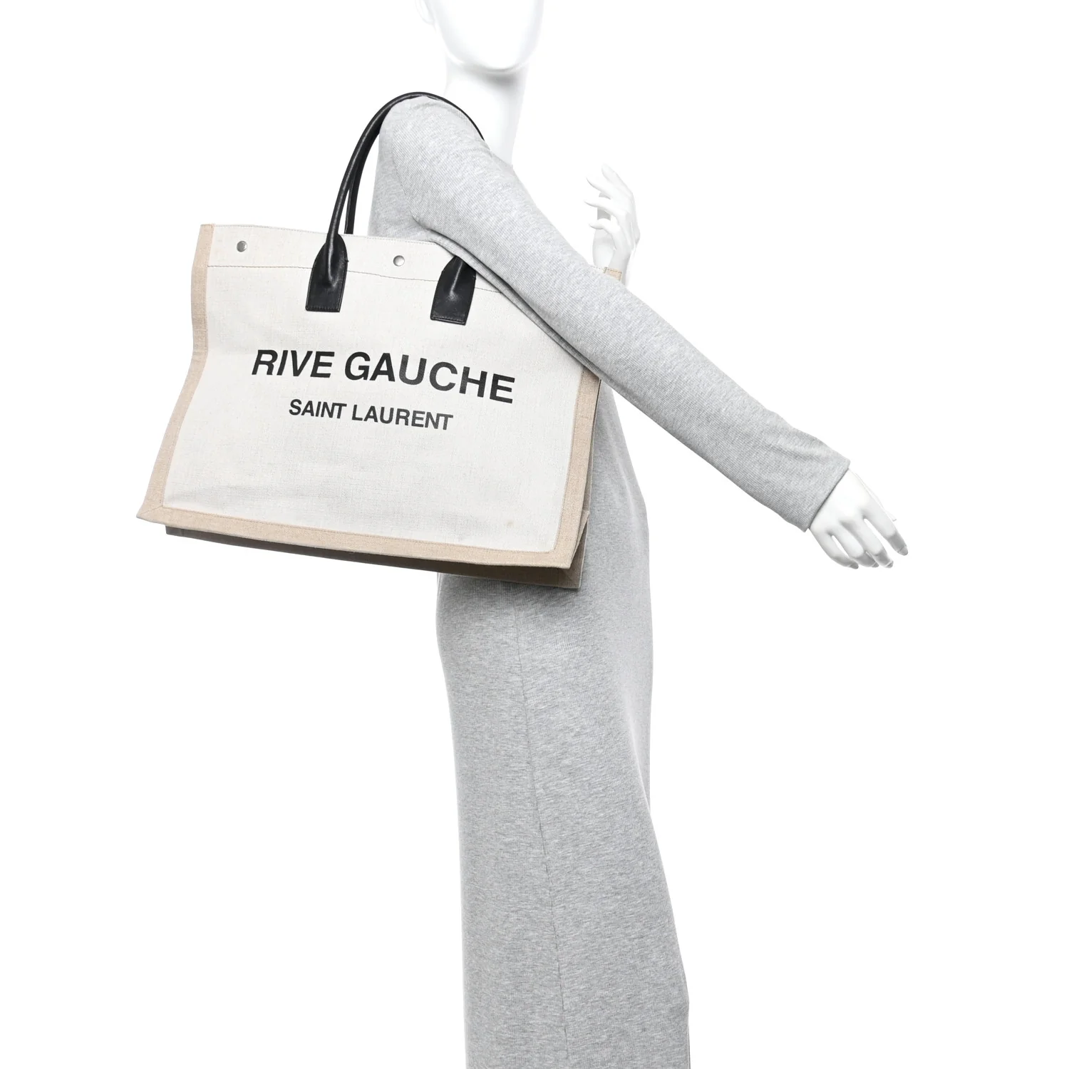 Linen Calfskin Rive Gauche Tote Greggio Natural