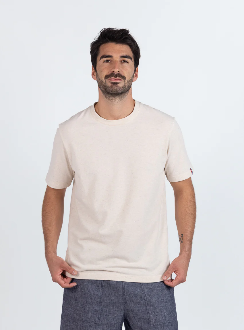 Tee-shirt homme en coton beige lin