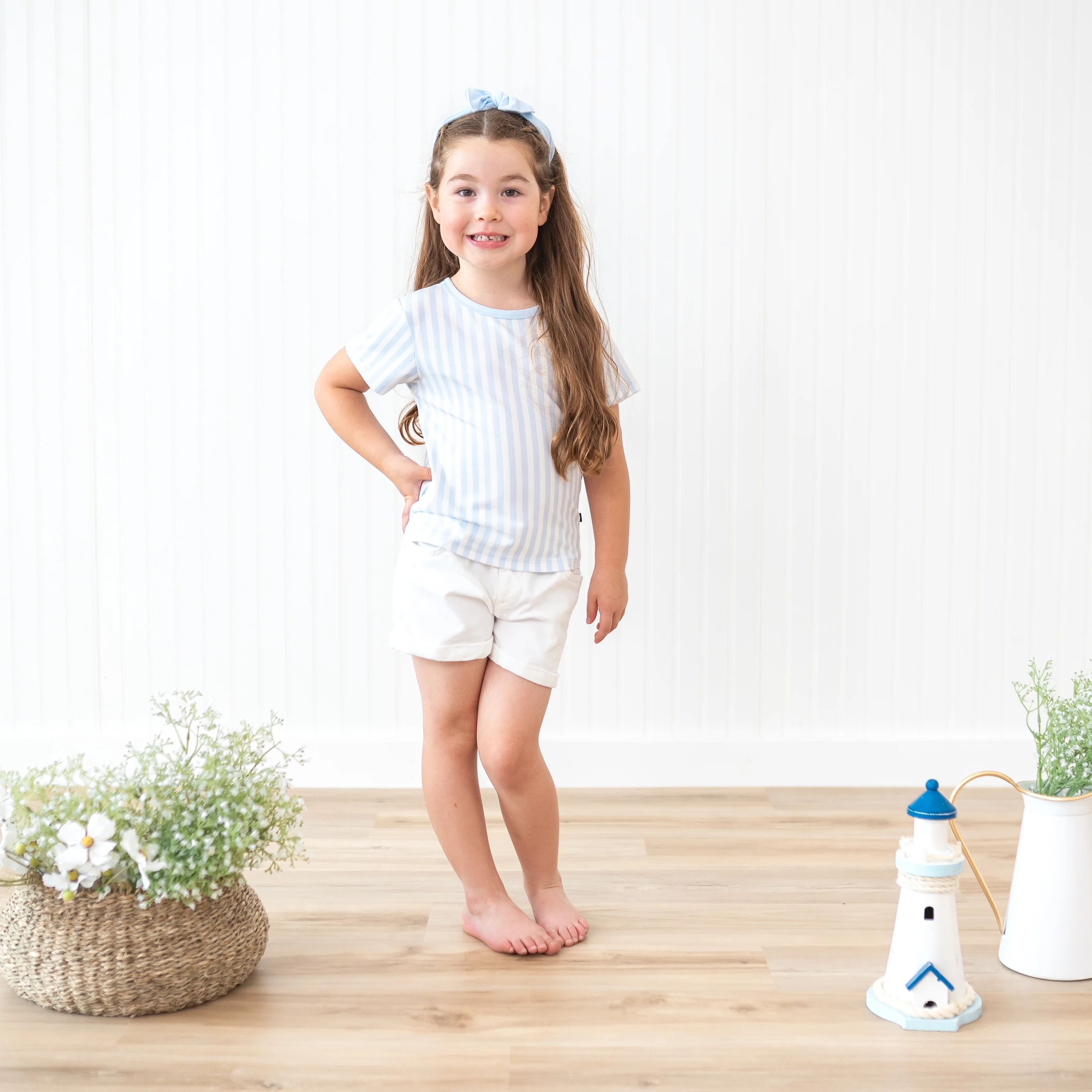 Toddler Basic Tee in Small Mist Stripe