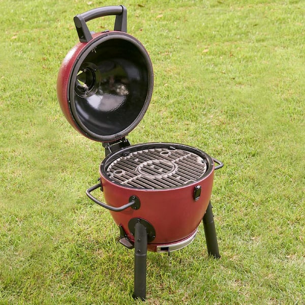 Akorn Jr 14 in Portable Kamado Charcoal Grill in Red Image 4