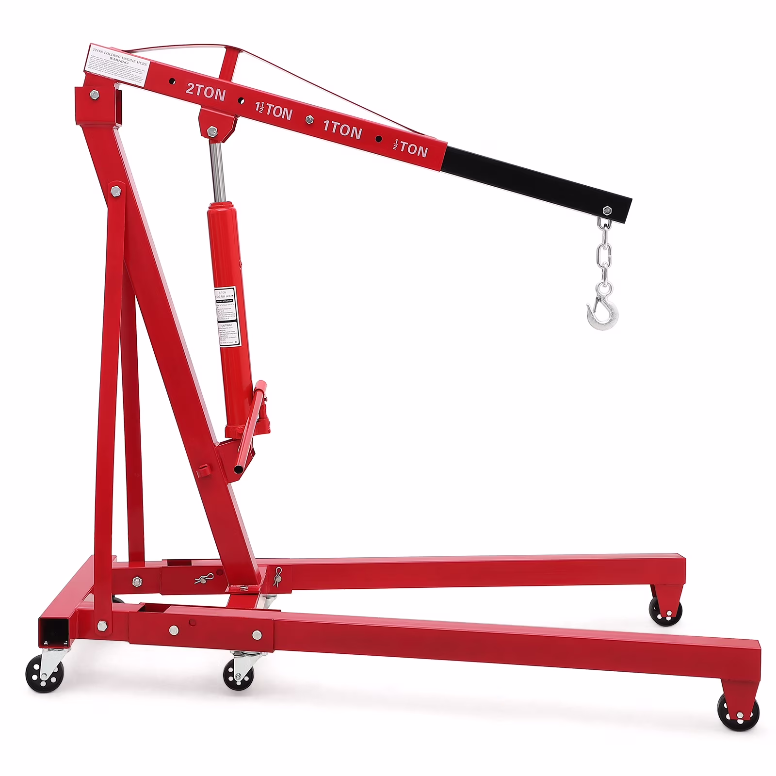 2 Ton Folding Hydraulic Engine Hoist with Lever,Folding Engine Shop Crane Hoist Lift,Heavy Cherry Picker with 6 Wheels for Garage,Workshop,Yellow(Yellow) - Image 7