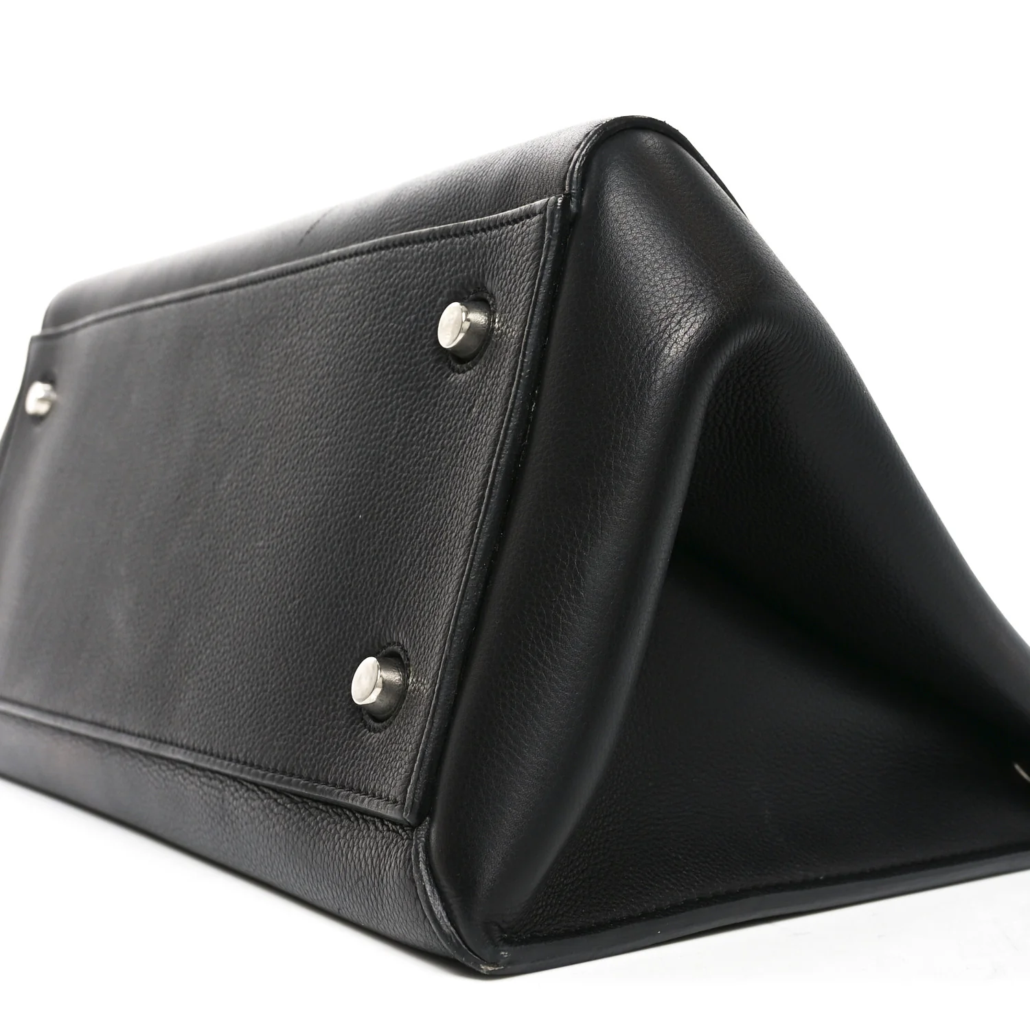 Grained Calfskin Edge Shoulder Bag Black