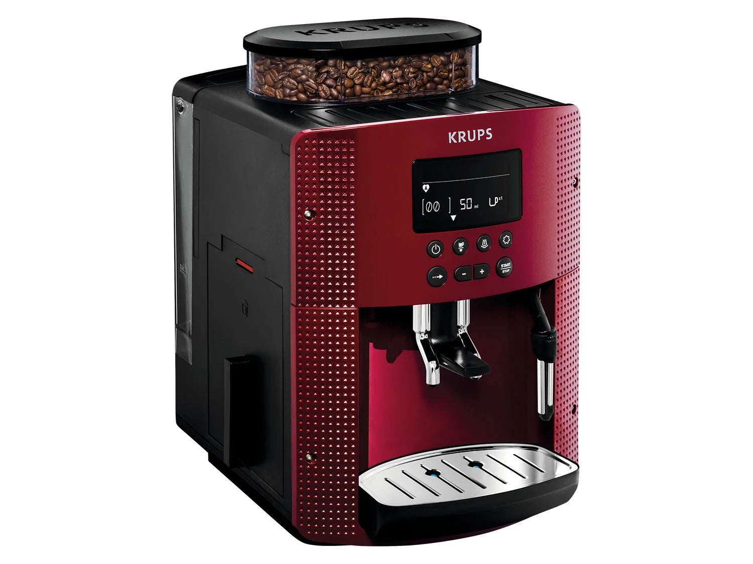 Machine à café Krups EA8155, design compact, rouge