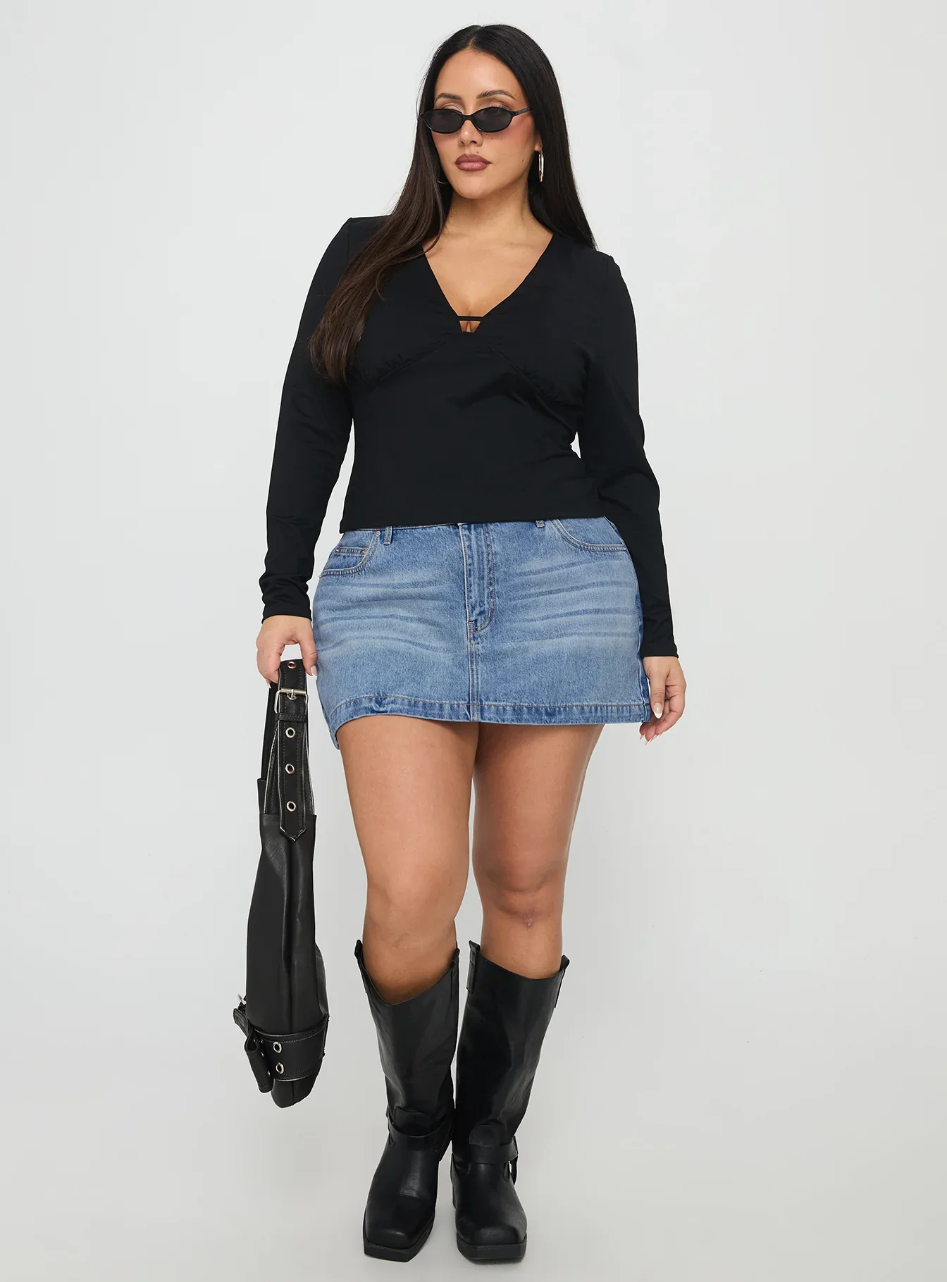Fossils Denim Mini Skirt Blue Curve