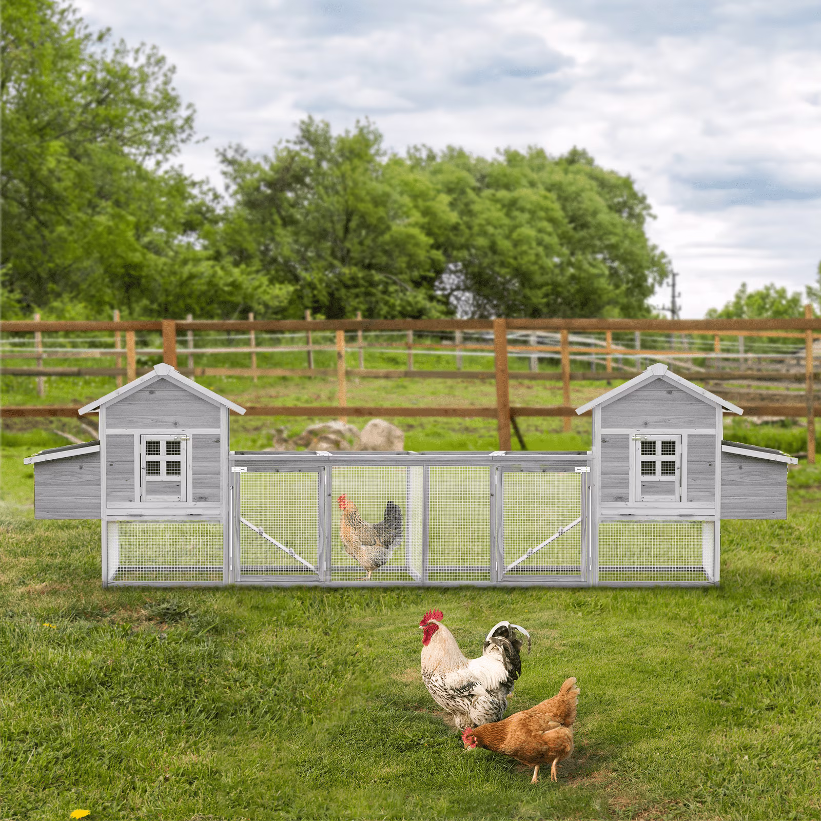 Large Removable Chicken Coop for 4-5 Chickens,with 2 Story Poultry Cage,Nesting Box,Pull Out Trays, Brown(Single/Brown) - Image 5