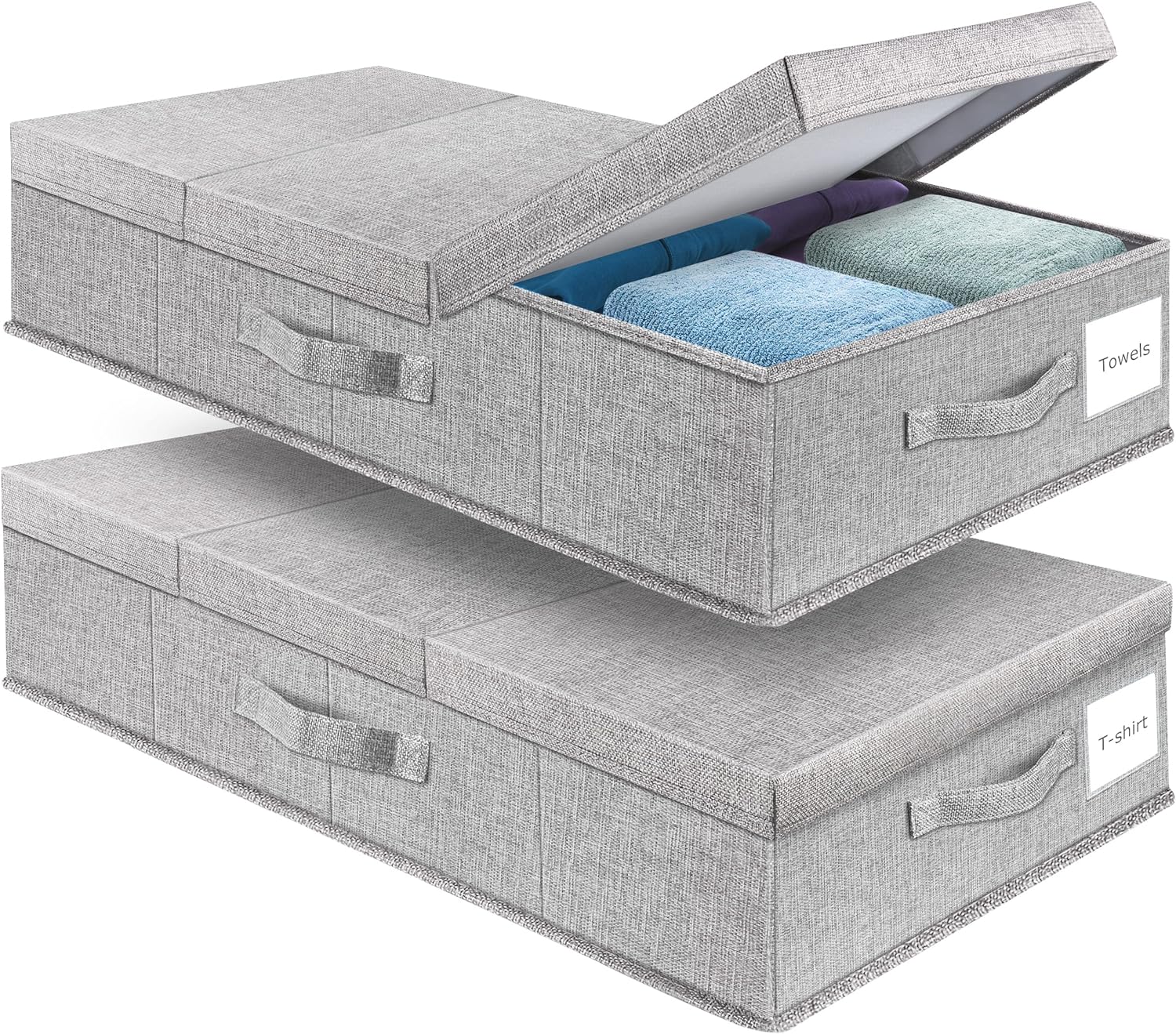 Supowin 2-Pack Large Underbed Storage Containers Bin with Lids, Gray