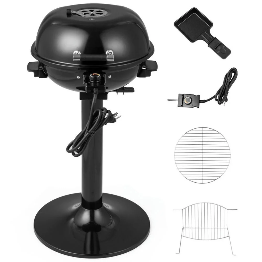 1600W Electric BBQ Grill with Removable Non-Stick Warming Rack, Cooking Space for Backyard, Patio and Parties(Black) - Image 6