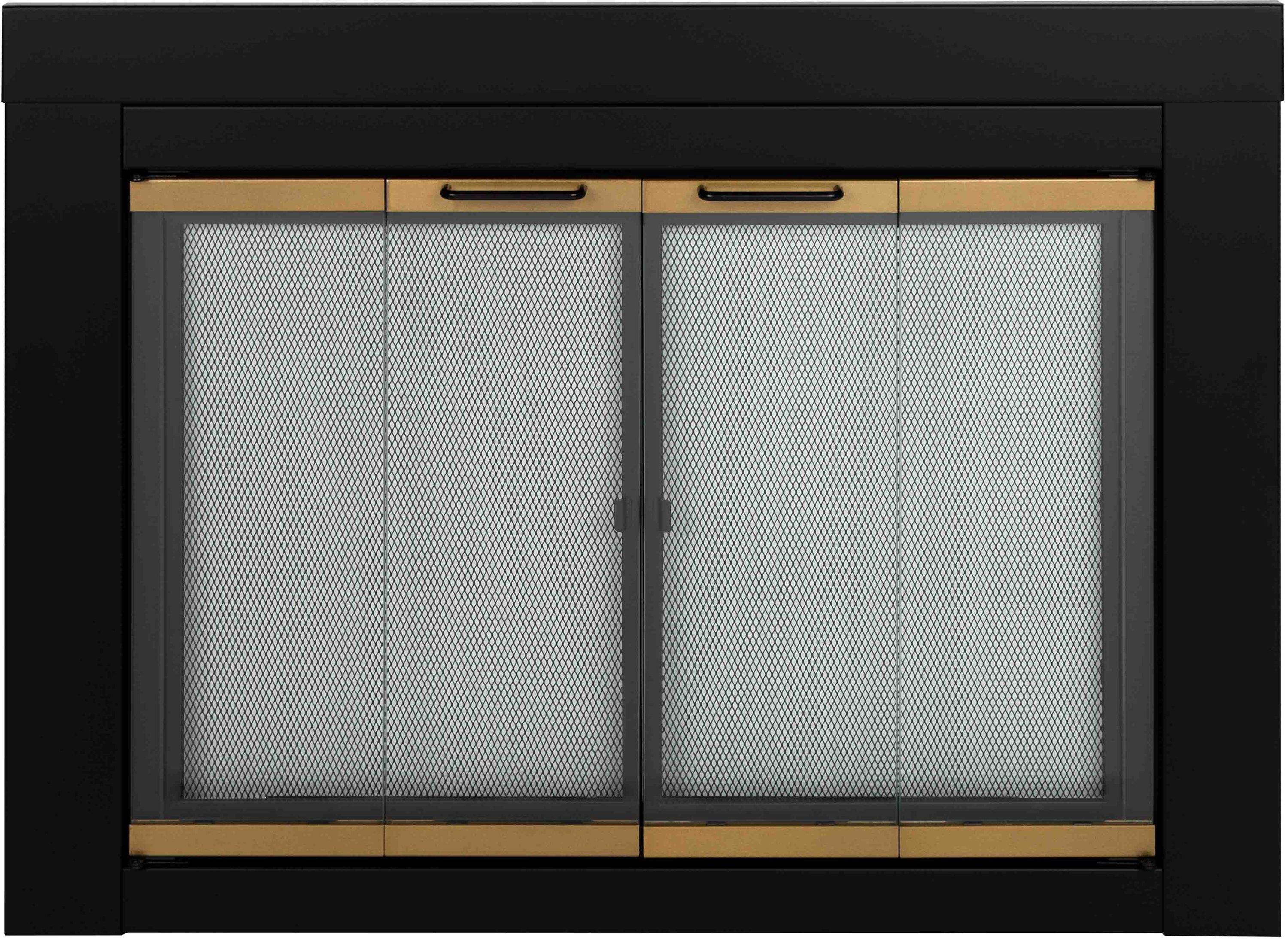 Pleasant Hearth AR-1022 Arrington Fireplace Glass Large, Black/Gold Trim