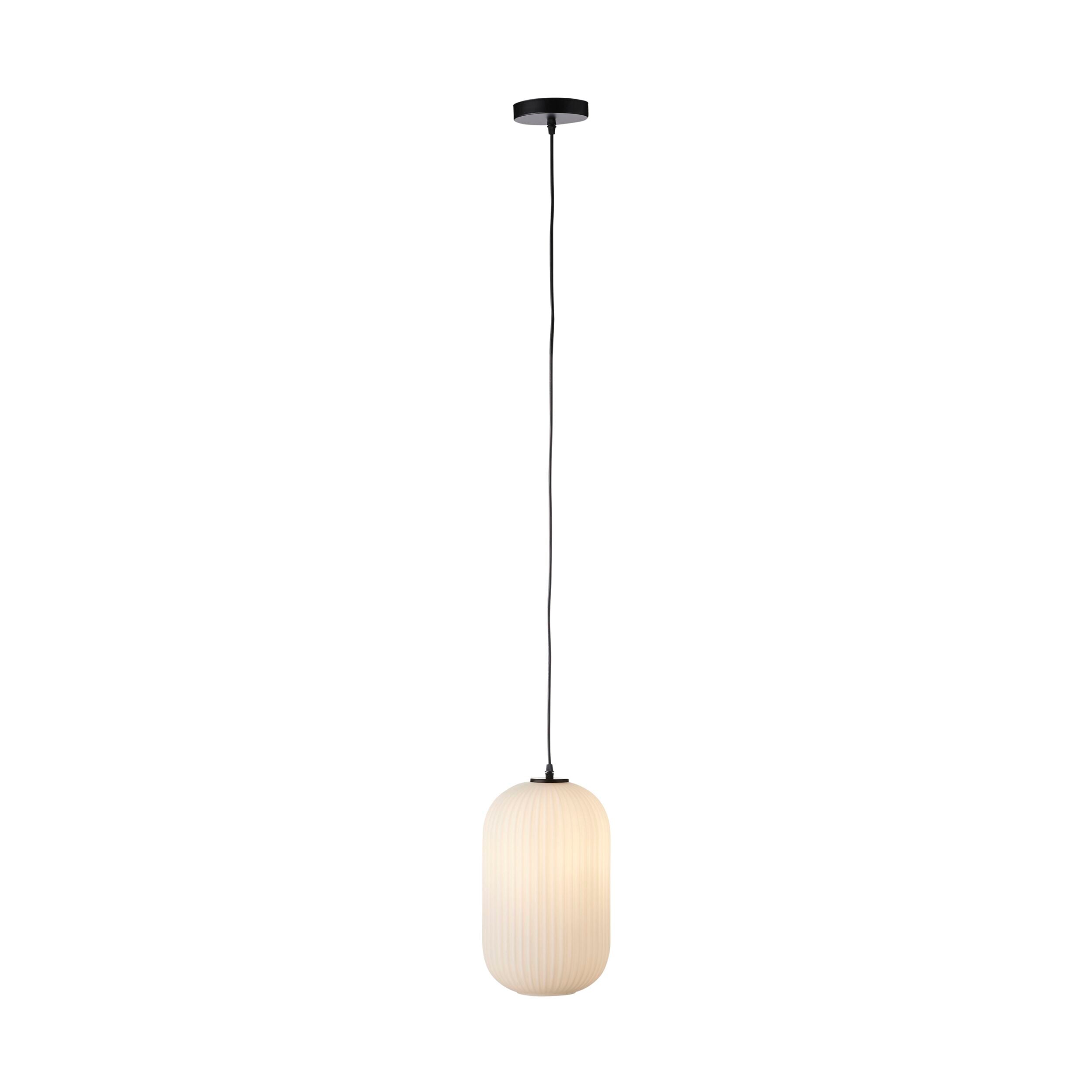 Treviso Fluted Glass Pendant White 15x29cm