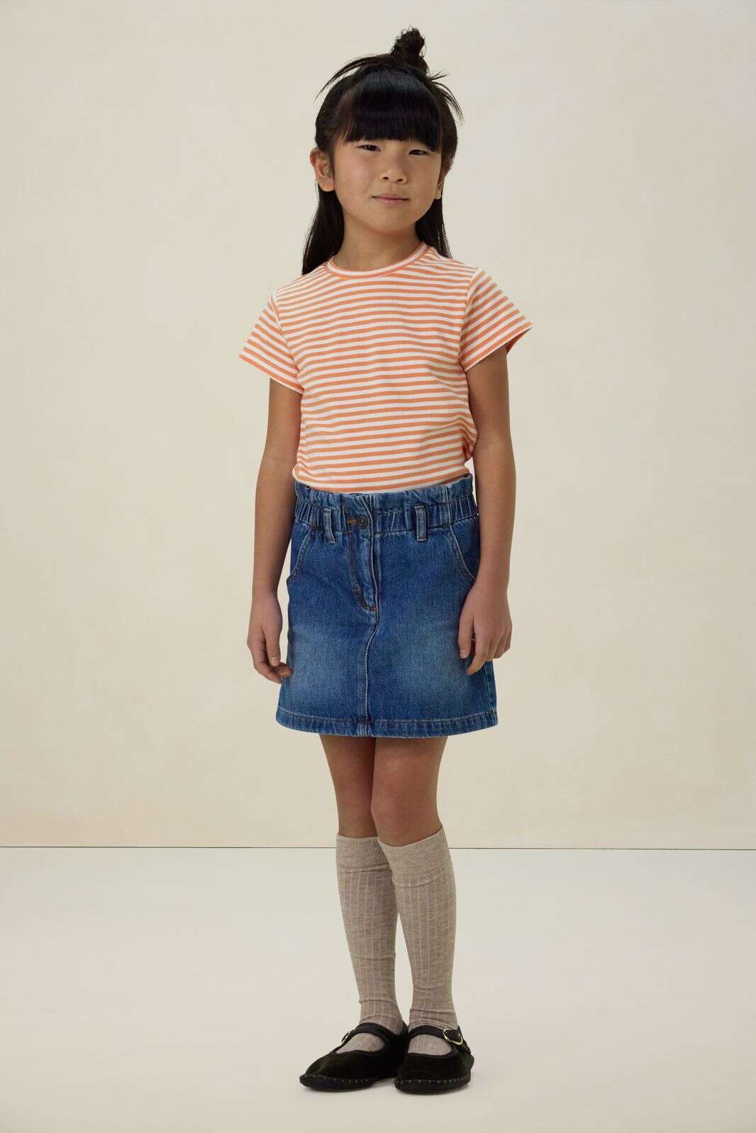 Oranje gestreept t-shirt